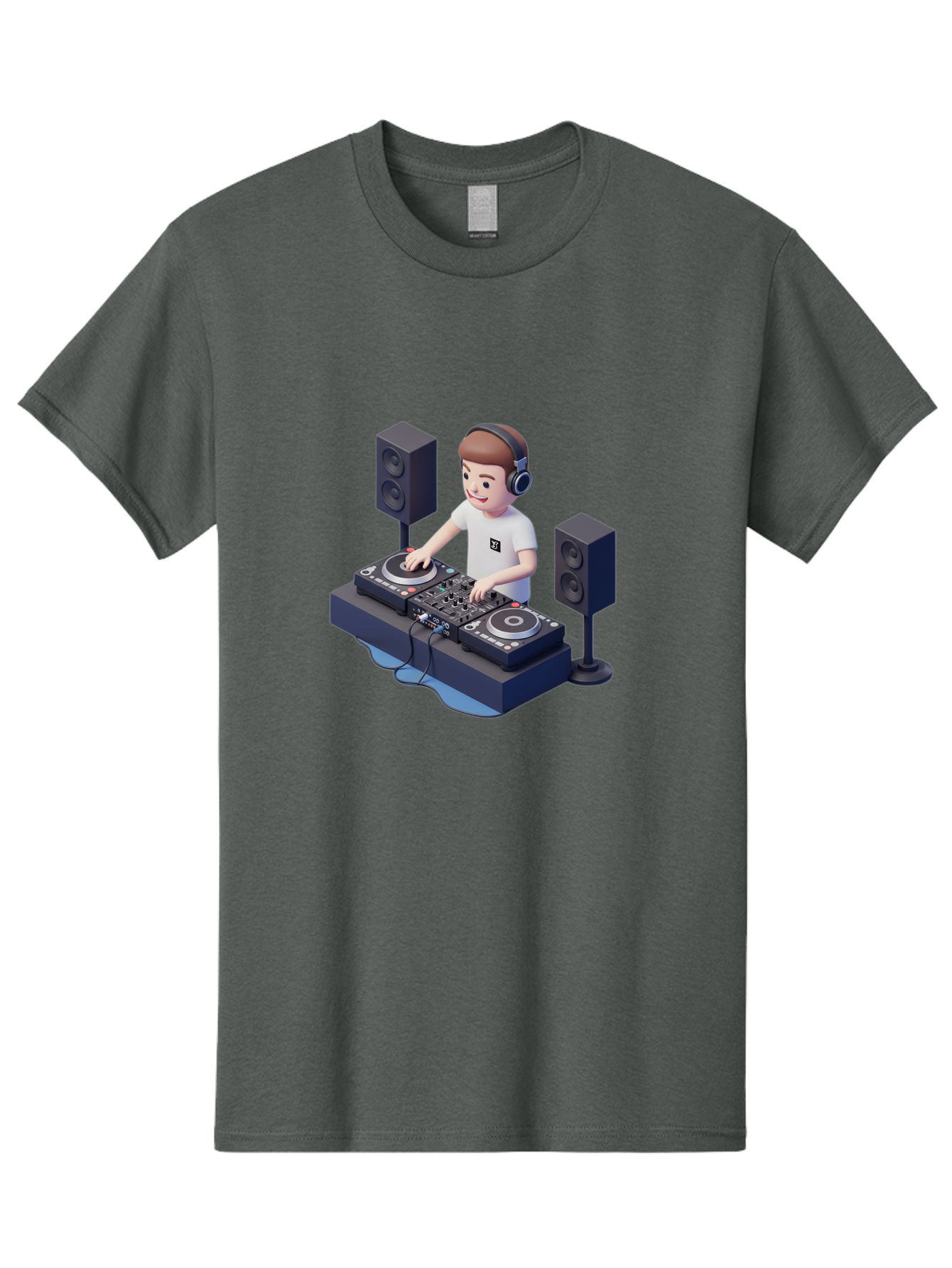 Dj-Controller Men'S Graphic Tee, 100% Cotton, Comfortable Casual Summer Wear, Machine Washable, Cartoon Dj, Dj Controller, Sound Equipment, Music Production, Electronic Dance Music, Dj Setup, Headphones, Speakers, Turntables Bad041