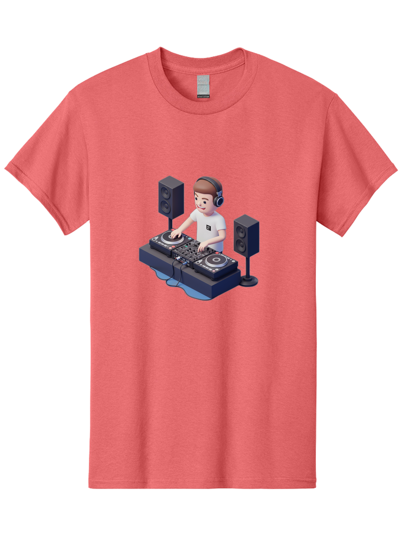 Dj-Controller Men'S Graphic Tee, 100% Cotton, Comfortable Casual Summer Wear, Machine Washable, Cartoon Dj, Dj Controller, Sound Equipment, Music Production, Electronic Dance Music, Dj Setup, Headphones, Speakers, Turntables Bad041