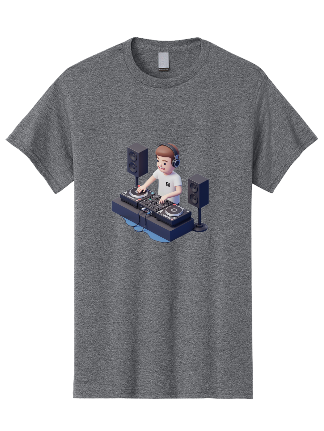 Dj-Controller Men'S Graphic Tee, 100% Cotton, Comfortable Casual Summer Wear, Machine Washable, Cartoon Dj, Dj Controller, Sound Equipment, Music Production, Electronic Dance Music, Dj Setup, Headphones, Speakers, Turntables Bad041