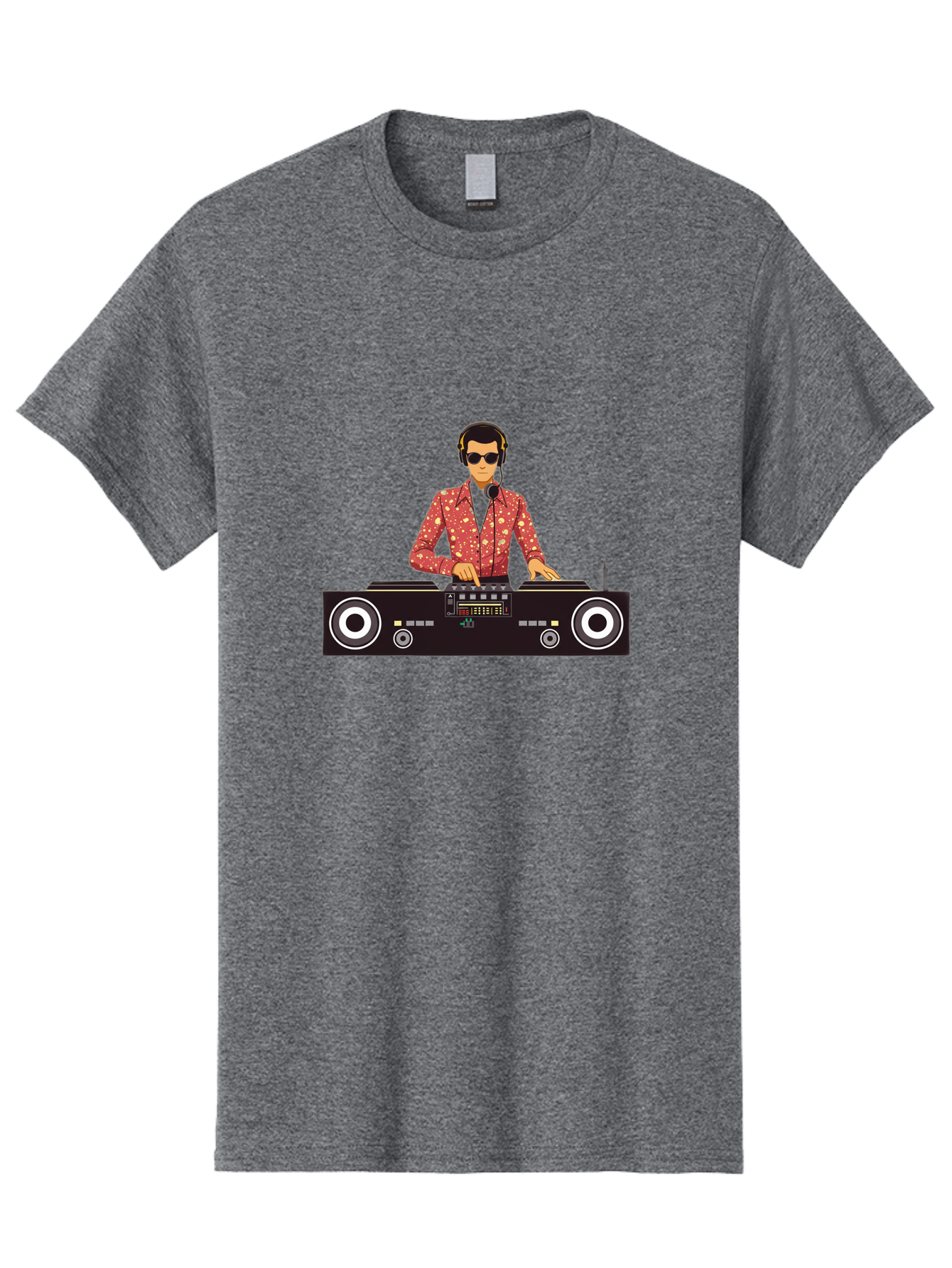 Dj-Mixing Men'S Graphic Tee, 100% Cotton, Comfortable Casual Summer Wear, Machine Washable, Dj Equipment, Vinyl Records, Music Production, Dj Setup, Sound Mix, Electronic Dance Music, Club Night, Turntables, Sound Controllers, Professional Dj Bad044