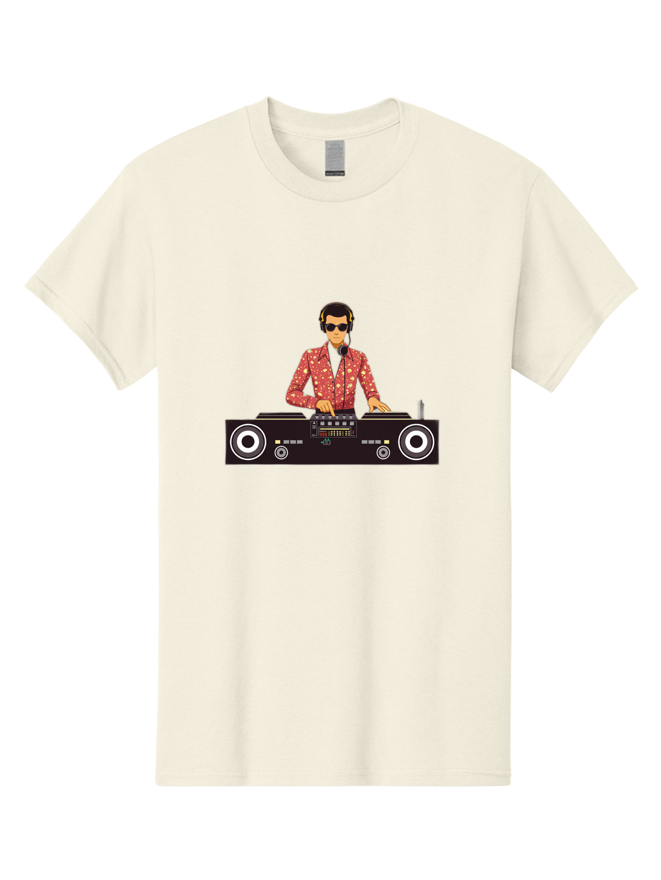 Dj-Mixing Men'S Graphic Tee, 100% Cotton, Comfortable Casual Summer Wear, Machine Washable, Dj Equipment, Vinyl Records, Music Production, Dj Setup, Sound Mix, Electronic Dance Music, Club Night, Turntables, Sound Controllers, Professional Dj Bad044