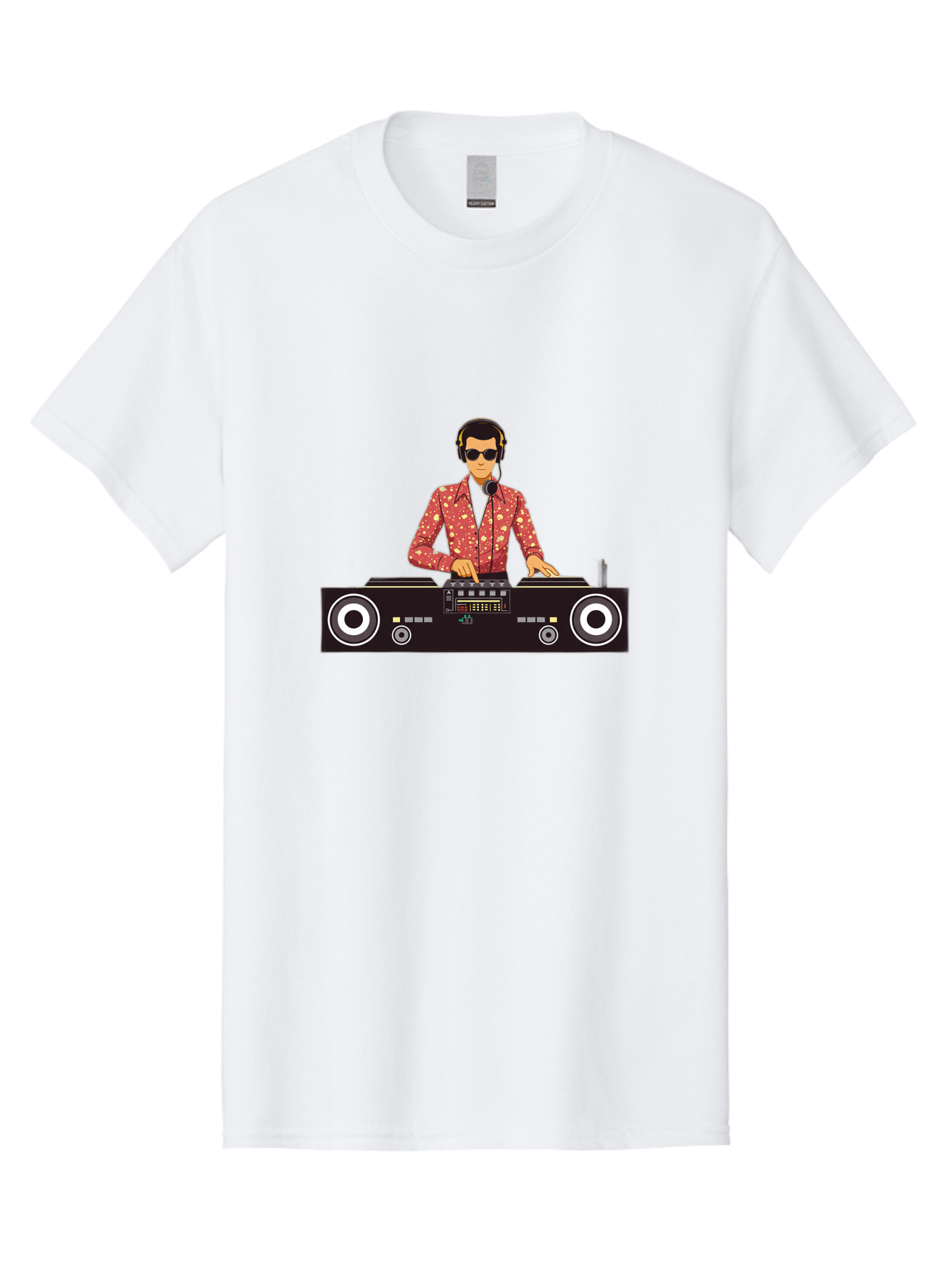 Dj-Mixing Men'S Graphic Tee, 100% Cotton, Comfortable Casual Summer Wear, Machine Washable, Dj Equipment, Vinyl Records, Music Production, Dj Setup, Sound Mix, Electronic Dance Music, Club Night, Turntables, Sound Controllers, Professional Dj Bad044