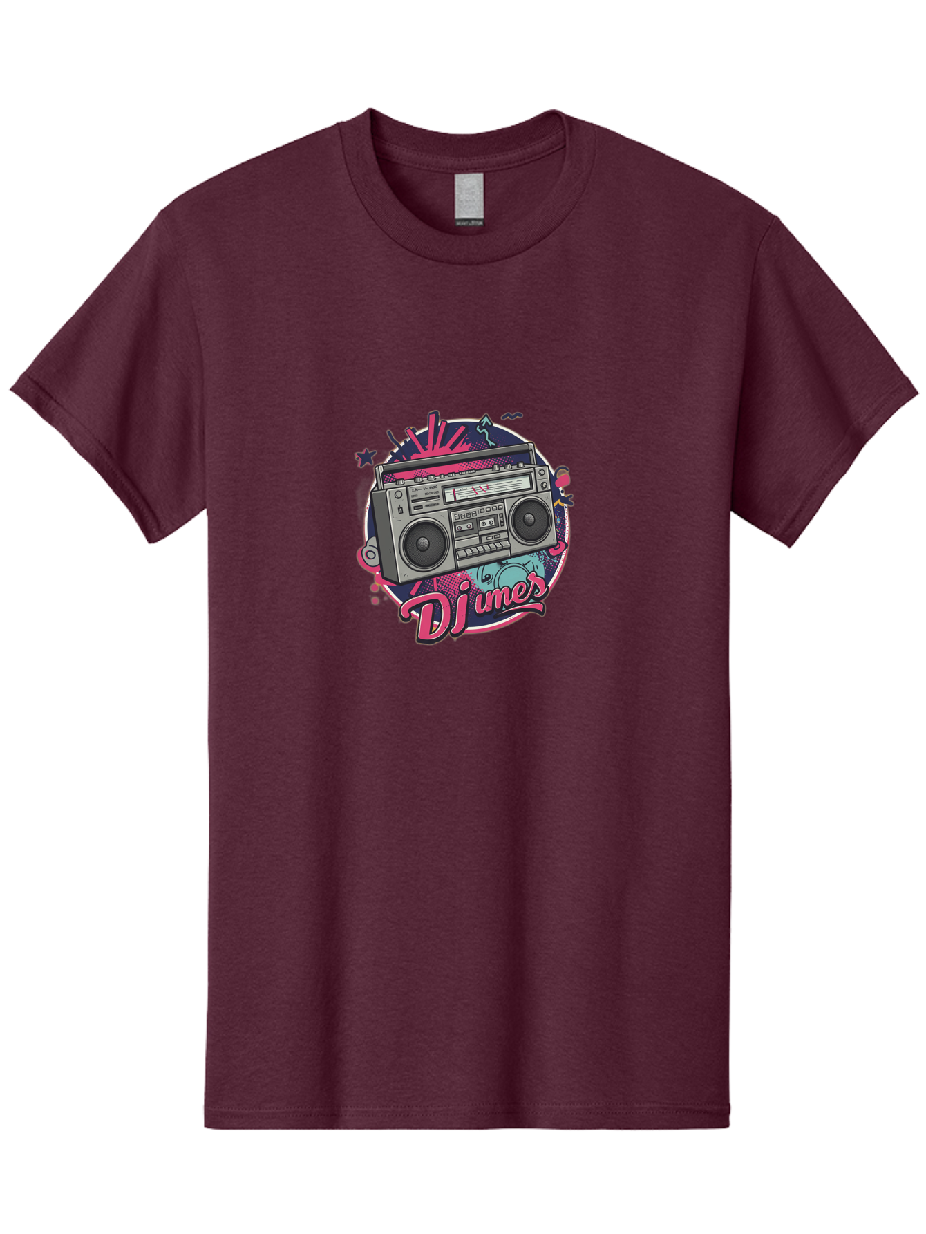 Djumer-Boombox Men'S Graphic Tee, 100% Cotton, Comfortable Casual Summer Wear, Machine Washable, Retro Boombox, Vinyl Records, Dj Equipment, Neon Lights, Graffiti Art, Street Culture, Music Beats, Cassette Player, Nostalgic Vibe Bad052