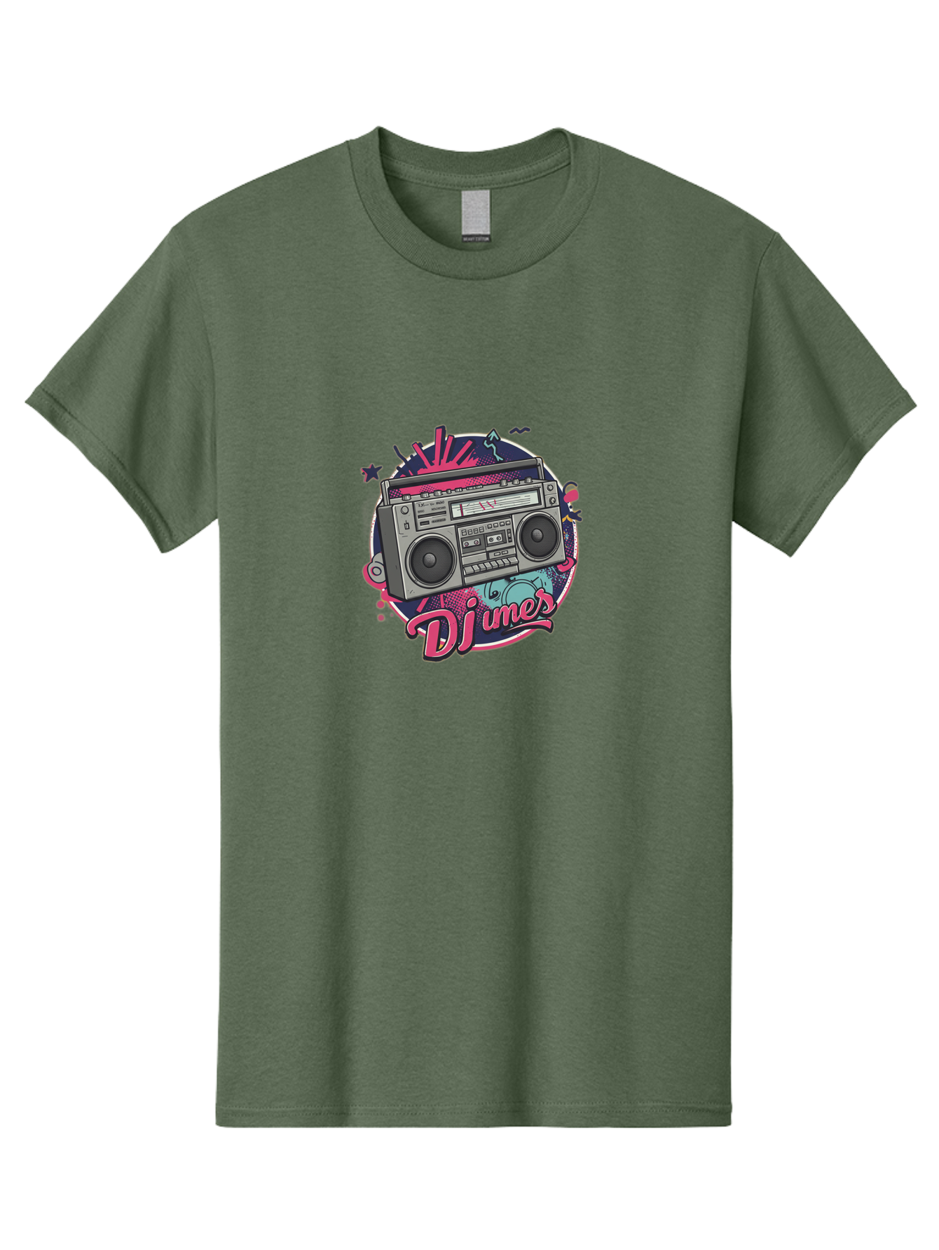 Djumer-Boombox Men'S Graphic Tee, 100% Cotton, Comfortable Casual Summer Wear, Machine Washable, Retro Boombox, Vinyl Records, Dj Equipment, Neon Lights, Graffiti Art, Street Culture, Music Beats, Cassette Player, Nostalgic Vibe Bad052