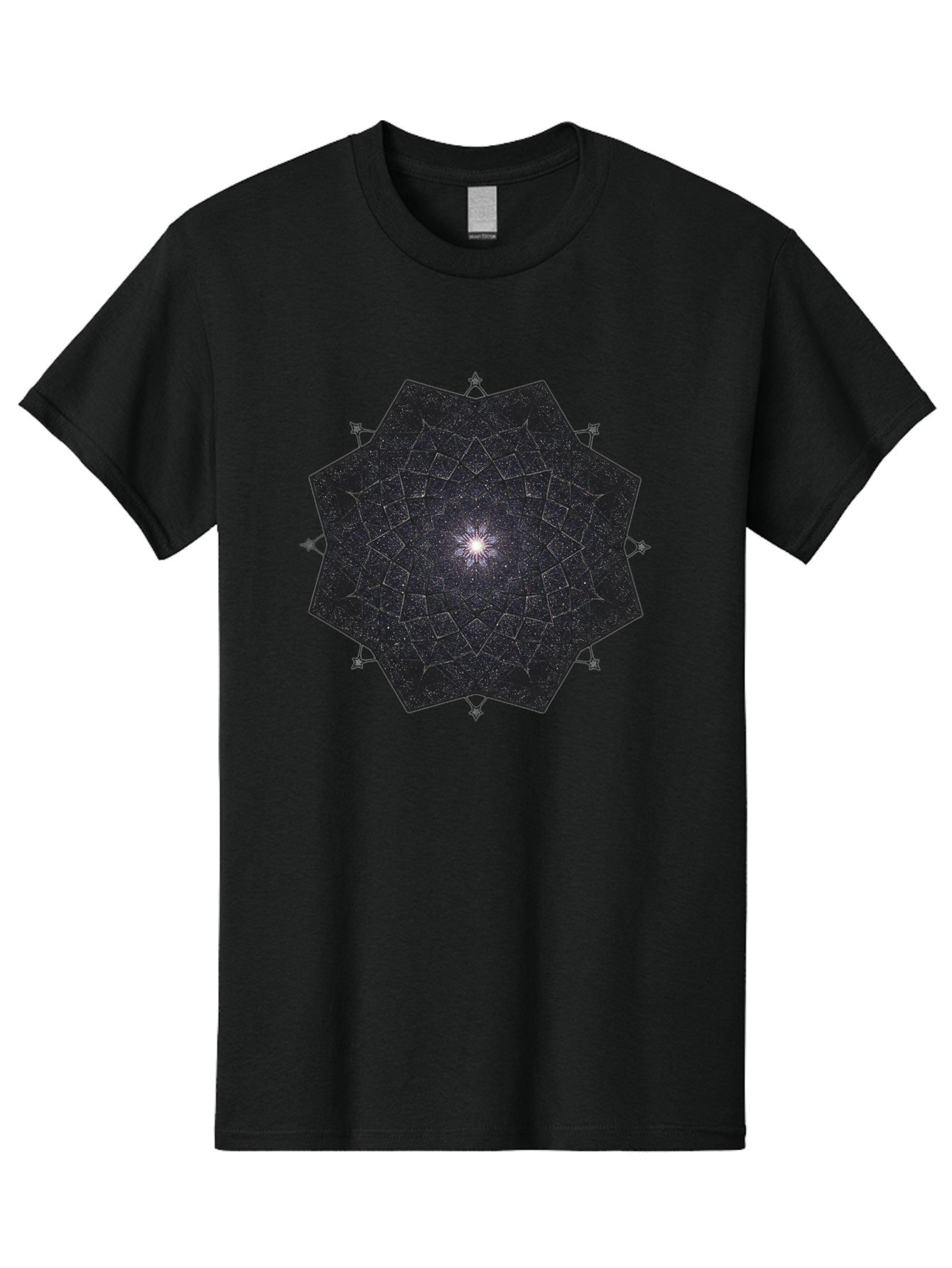 Dodecahedron-Galaxy Men'S Graphic Tee, 100% Cotton, Comfortable Casual Summer Wear, Machine Washable, Stylized Star Design, Geometric Pattern, Celestial Body, Starry Night Sky, Abstract Art, Modern Design, Futuristic, Digital Art Bad053