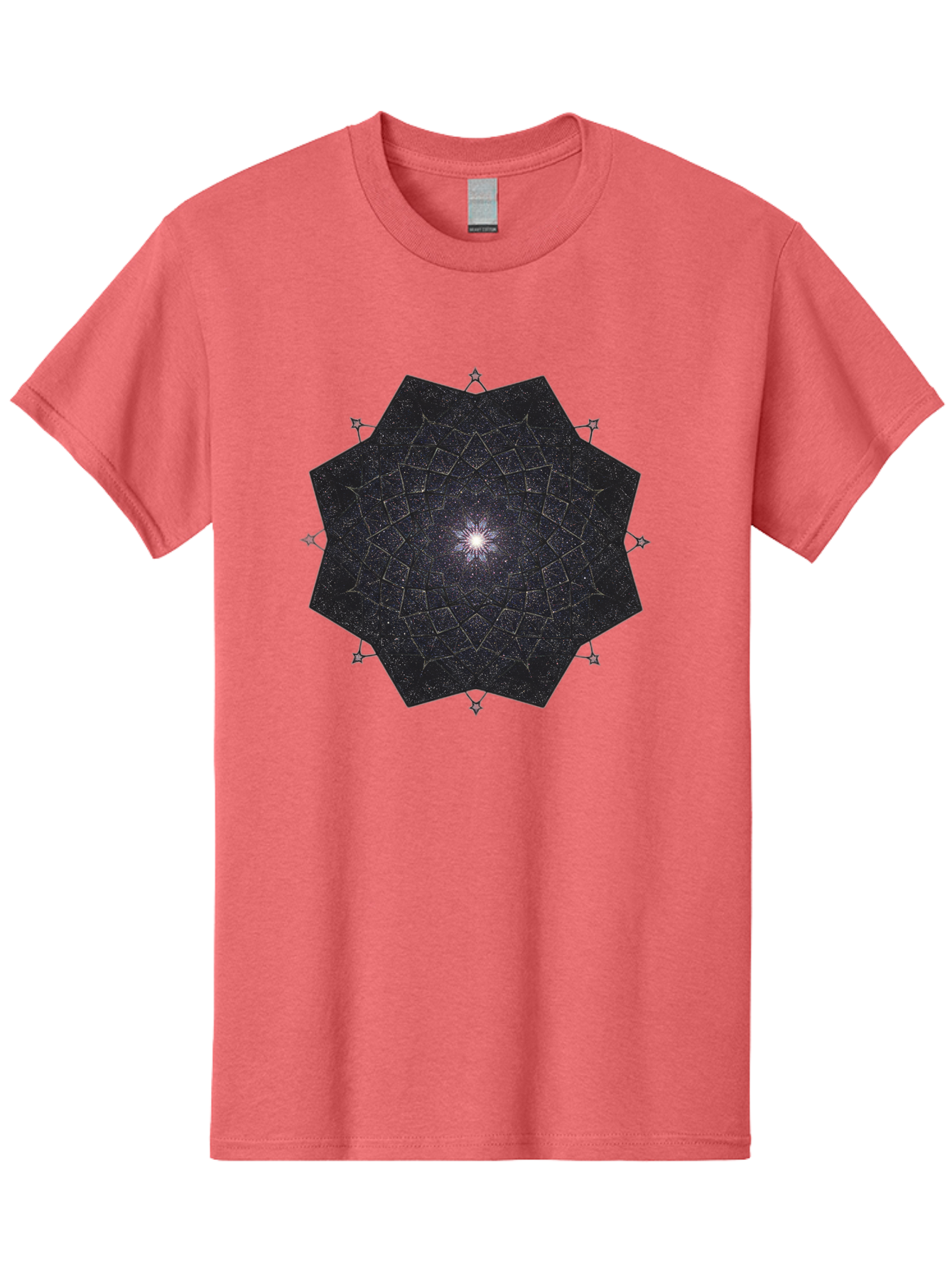 Dodecahedron-Galaxy Men'S Graphic Tee, 100% Cotton, Comfortable Casual Summer Wear, Machine Washable, Stylized Star Design, Geometric Pattern, Celestial Body, Starry Night Sky, Abstract Art, Modern Design, Futuristic, Digital Art Bad053