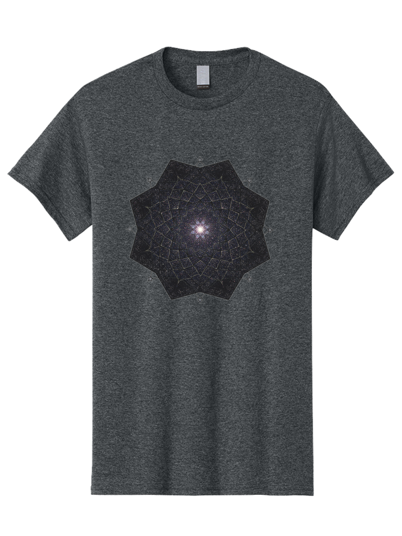 Dodecahedron-Galaxy Men'S Graphic Tee, 100% Cotton, Comfortable Casual Summer Wear, Machine Washable, Stylized Star Design, Geometric Pattern, Celestial Body, Starry Night Sky, Abstract Art, Modern Design, Futuristic, Digital Art Bad053