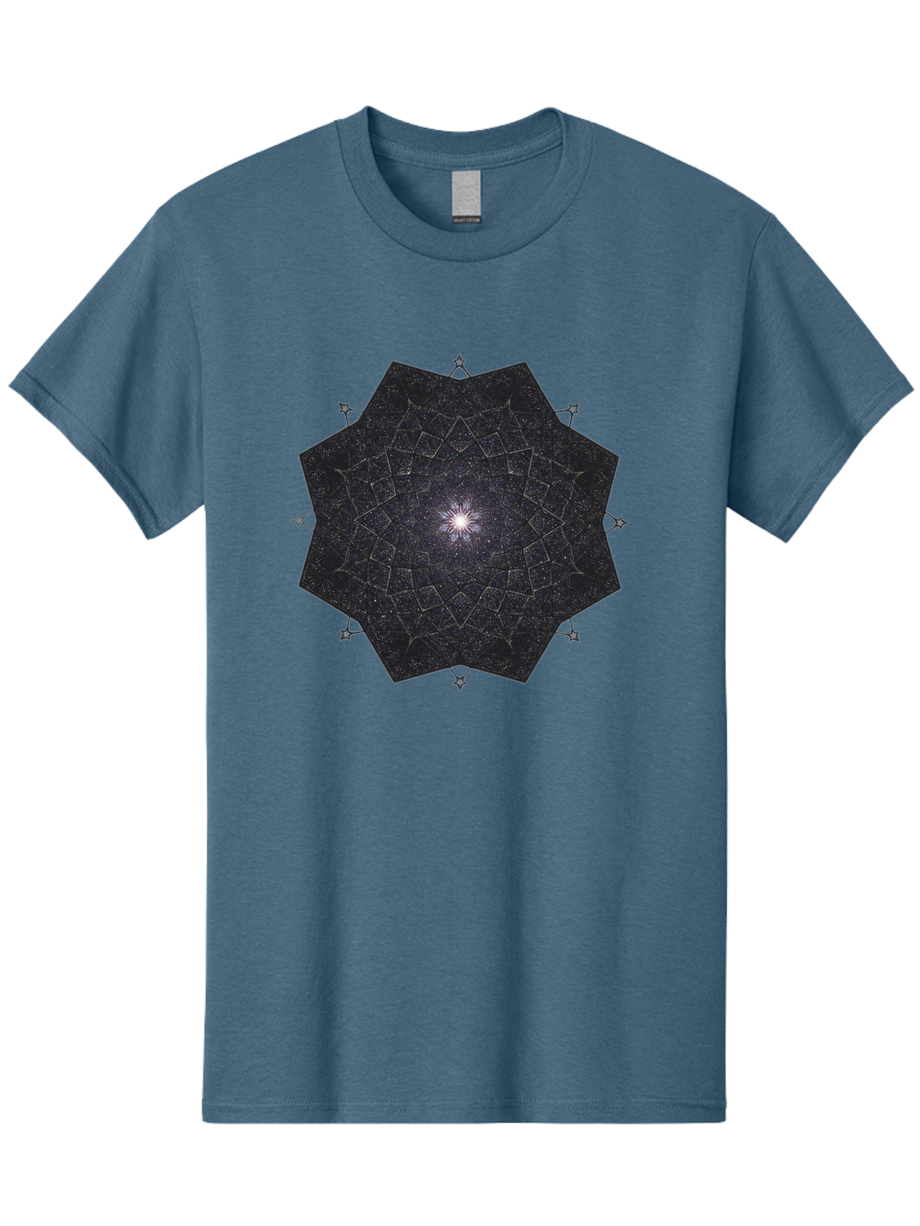 Dodecahedron-Galaxy Men'S Graphic Tee, 100% Cotton, Comfortable Casual Summer Wear, Machine Washable, Stylized Star Design, Geometric Pattern, Celestial Body, Starry Night Sky, Abstract Art, Modern Design, Futuristic, Digital Art Bad053