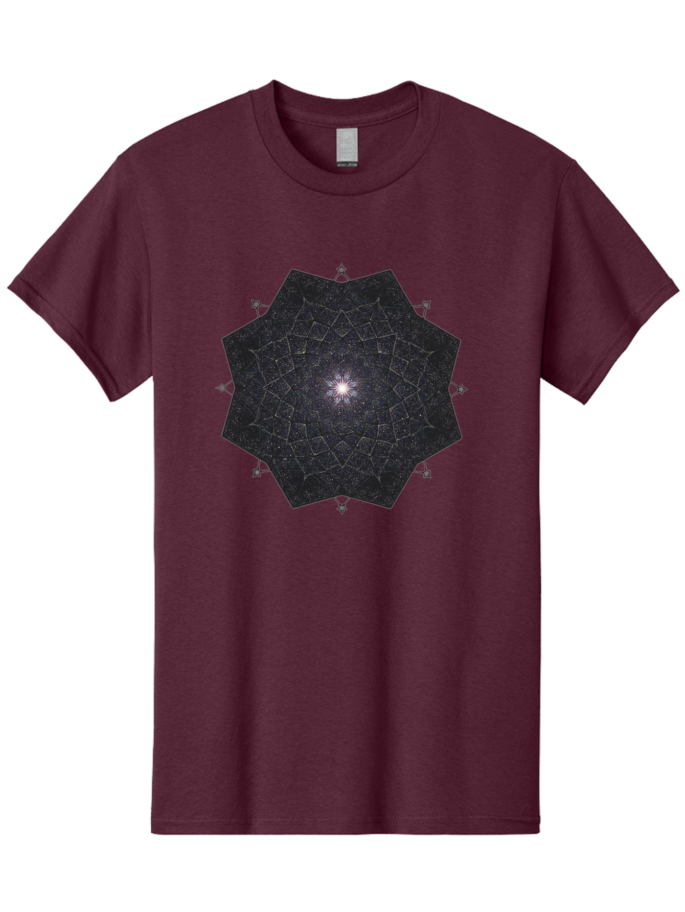 Dodecahedron-Galaxy Men'S Graphic Tee, 100% Cotton, Comfortable Casual Summer Wear, Machine Washable, Stylized Star Design, Geometric Pattern, Celestial Body, Starry Night Sky, Abstract Art, Modern Design, Futuristic, Digital Art Bad053