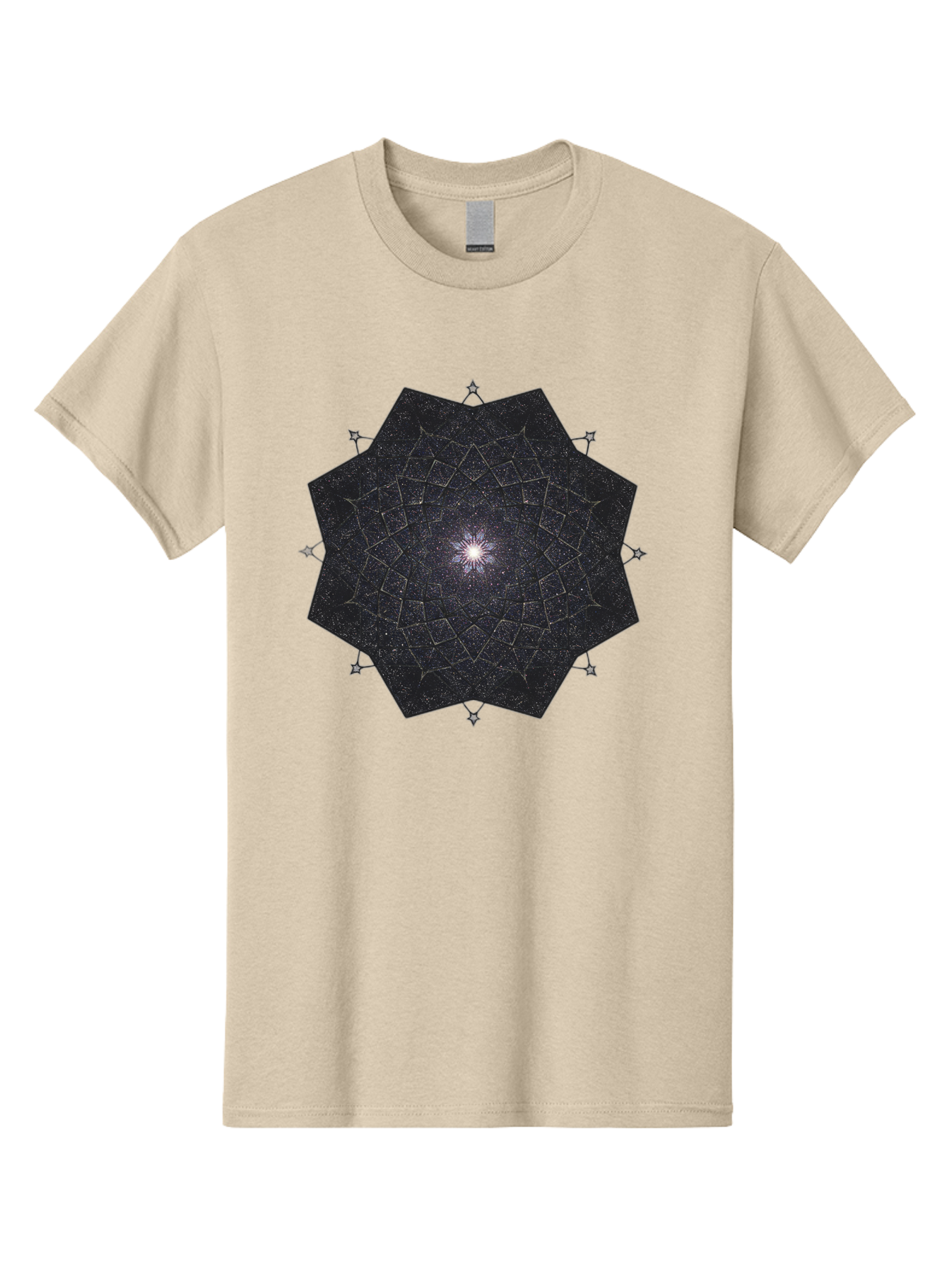 Dodecahedron-Galaxy Men'S Graphic Tee, 100% Cotton, Comfortable Casual Summer Wear, Machine Washable, Stylized Star Design, Geometric Pattern, Celestial Body, Starry Night Sky, Abstract Art, Modern Design, Futuristic, Digital Art Bad053