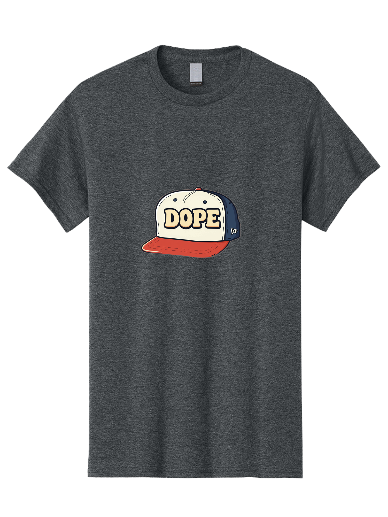 Dope-Baseball-Cap Men'S Graphic Tee, 100% Cotton, Comfortable Casual Summer Wear, Machine Washable, Baseball Cap, Red And Blue Cap, Dope Hat, Streetwear Fashion, New Era Logo, Bold Graphic, Cartoon Style, Trendy Accessory, Casual Wear, Bad055