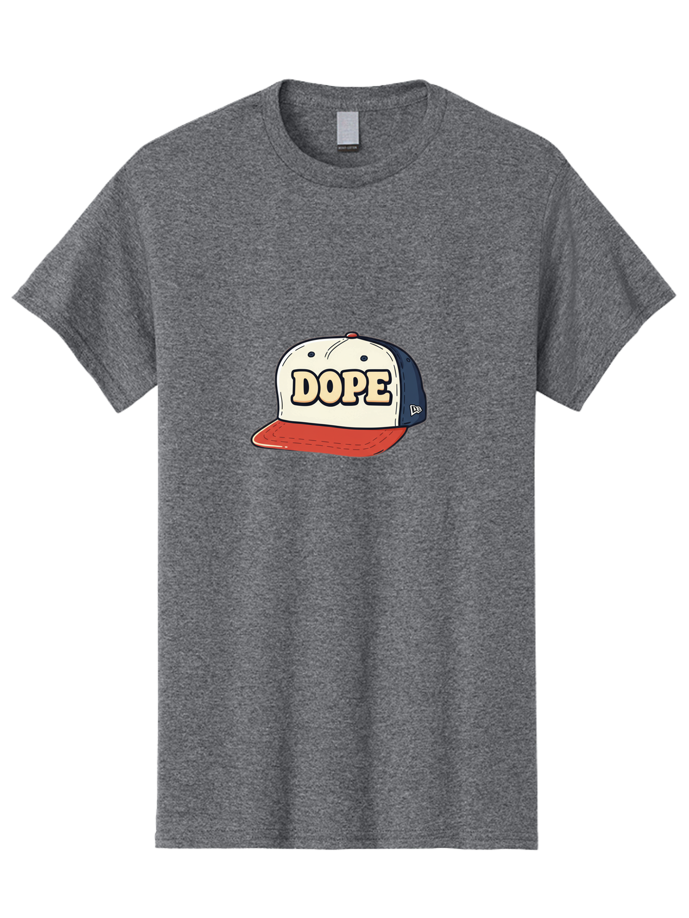 Dope-Baseball-Cap Men'S Graphic Tee, 100% Cotton, Comfortable Casual Summer Wear, Machine Washable, Baseball Cap, Red And Blue Cap, Dope Hat, Streetwear Fashion, New Era Logo, Bold Graphic, Cartoon Style, Trendy Accessory, Casual Wear, Bad055