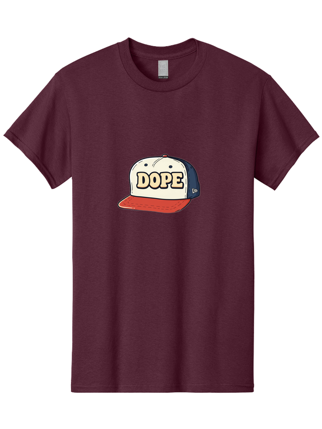 Dope-Baseball-Cap Men'S Graphic Tee, 100% Cotton, Comfortable Casual Summer Wear, Machine Washable, Baseball Cap, Red And Blue Cap, Dope Hat, Streetwear Fashion, New Era Logo, Bold Graphic, Cartoon Style, Trendy Accessory, Casual Wear, Bad055