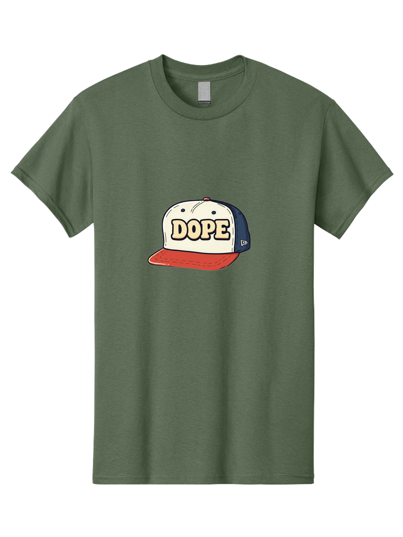 Dope-Baseball-Cap Men'S Graphic Tee, 100% Cotton, Comfortable Casual Summer Wear, Machine Washable, Baseball Cap, Red And Blue Cap, Dope Hat, Streetwear Fashion, New Era Logo, Bold Graphic, Cartoon Style, Trendy Accessory, Casual Wear, Bad055