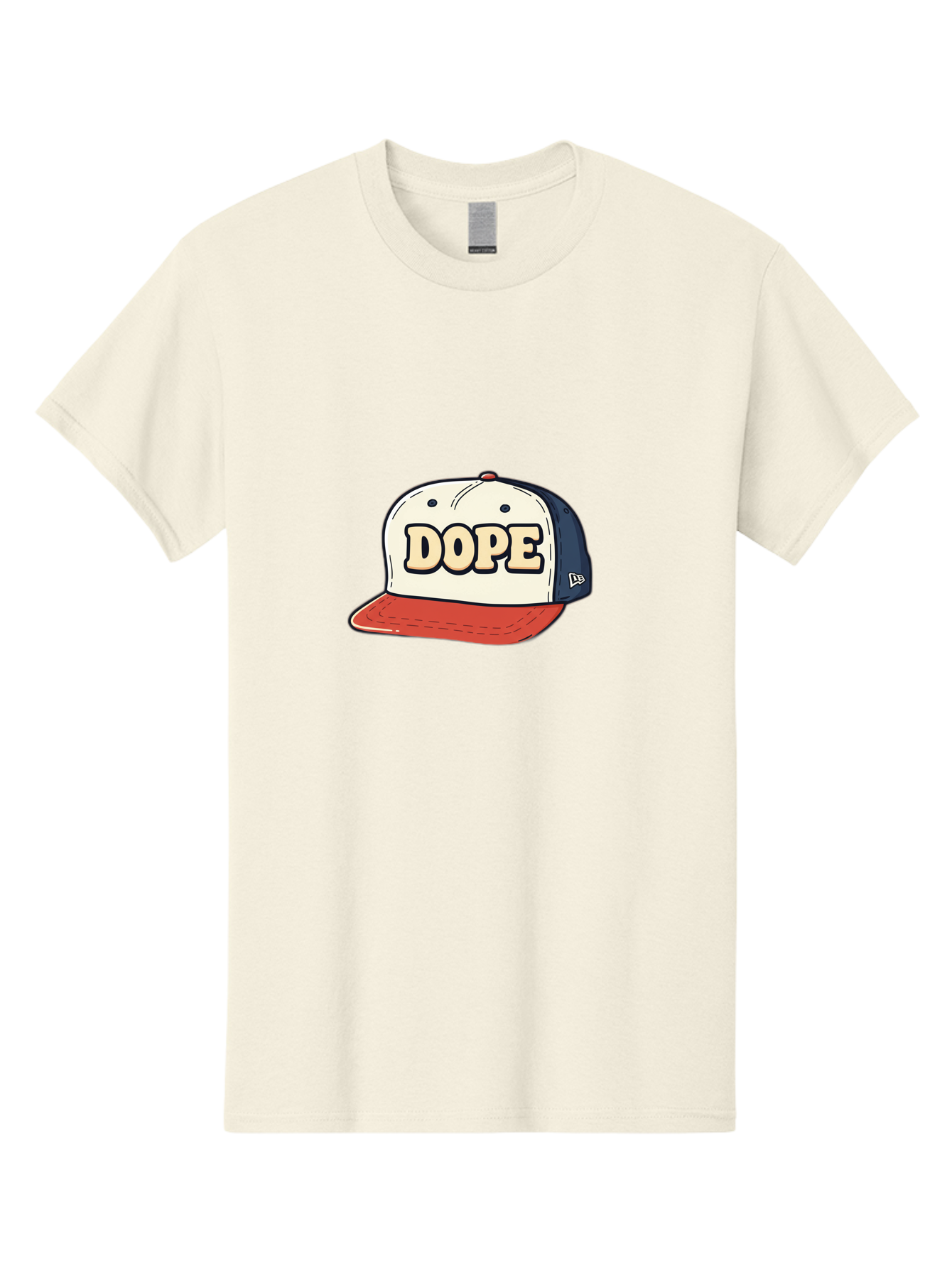 Dope-Baseball-Cap Men'S Graphic Tee, 100% Cotton, Comfortable Casual Summer Wear, Machine Washable, Baseball Cap, Red And Blue Cap, Dope Hat, Streetwear Fashion, New Era Logo, Bold Graphic, Cartoon Style, Trendy Accessory, Casual Wear, Bad055