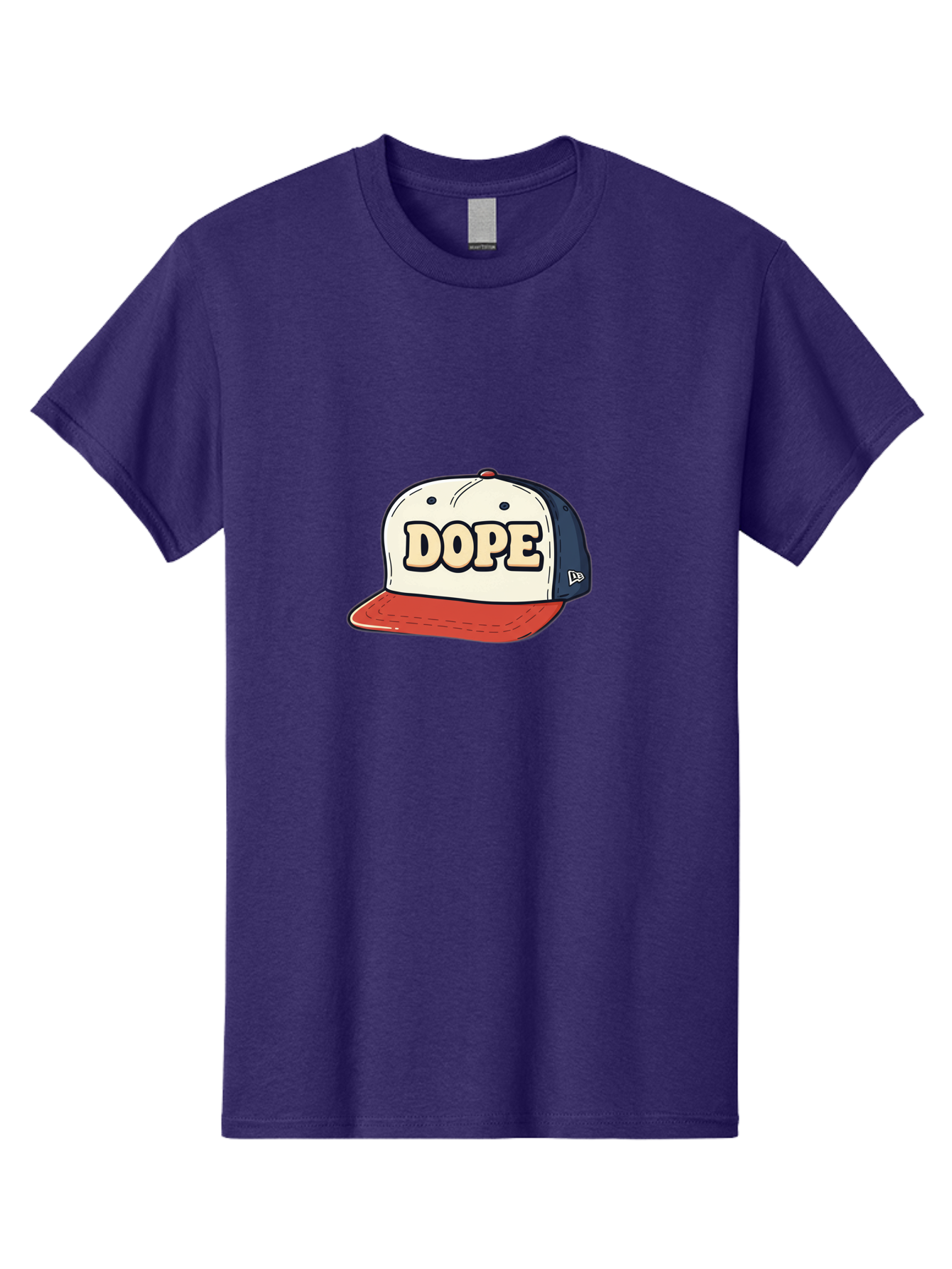 Dope-Baseball-Cap Men'S Graphic Tee, 100% Cotton, Comfortable Casual Summer Wear, Machine Washable, Baseball Cap, Red And Blue Cap, Dope Hat, Streetwear Fashion, New Era Logo, Bold Graphic, Cartoon Style, Trendy Accessory, Casual Wear, Bad055