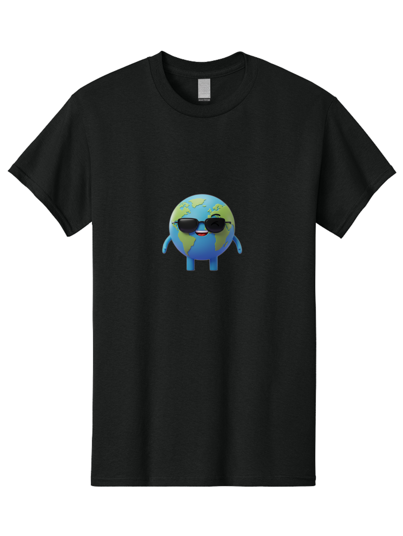 Earth-With-Sunglasses Men'S Graphic Tee, 100% Cotton, Comfortable Casual Summer Wear, Machine Washable, Cartoon Earth, Sunglasses, Smiling Face, Anthropomorphic Globe, Cute Character, Fun Design, Earth Illustration, Quirky Style, Cool Planet, Bad062