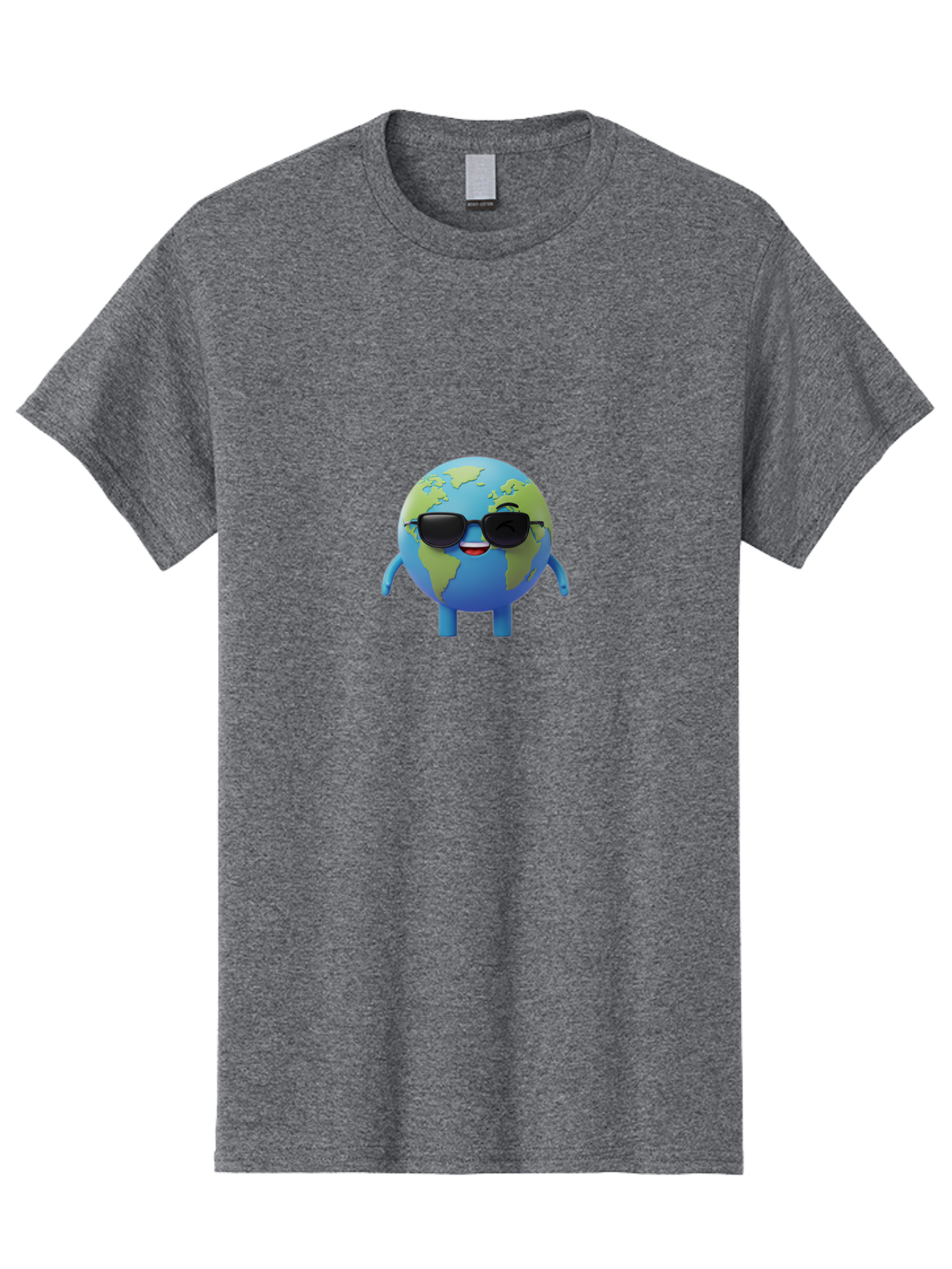 Earth-With-Sunglasses Men'S Graphic Tee, 100% Cotton, Comfortable Casual Summer Wear, Machine Washable, Cartoon Earth, Sunglasses, Smiling Face, Anthropomorphic Globe, Cute Character, Fun Design, Earth Illustration, Quirky Style, Cool Planet, Bad062