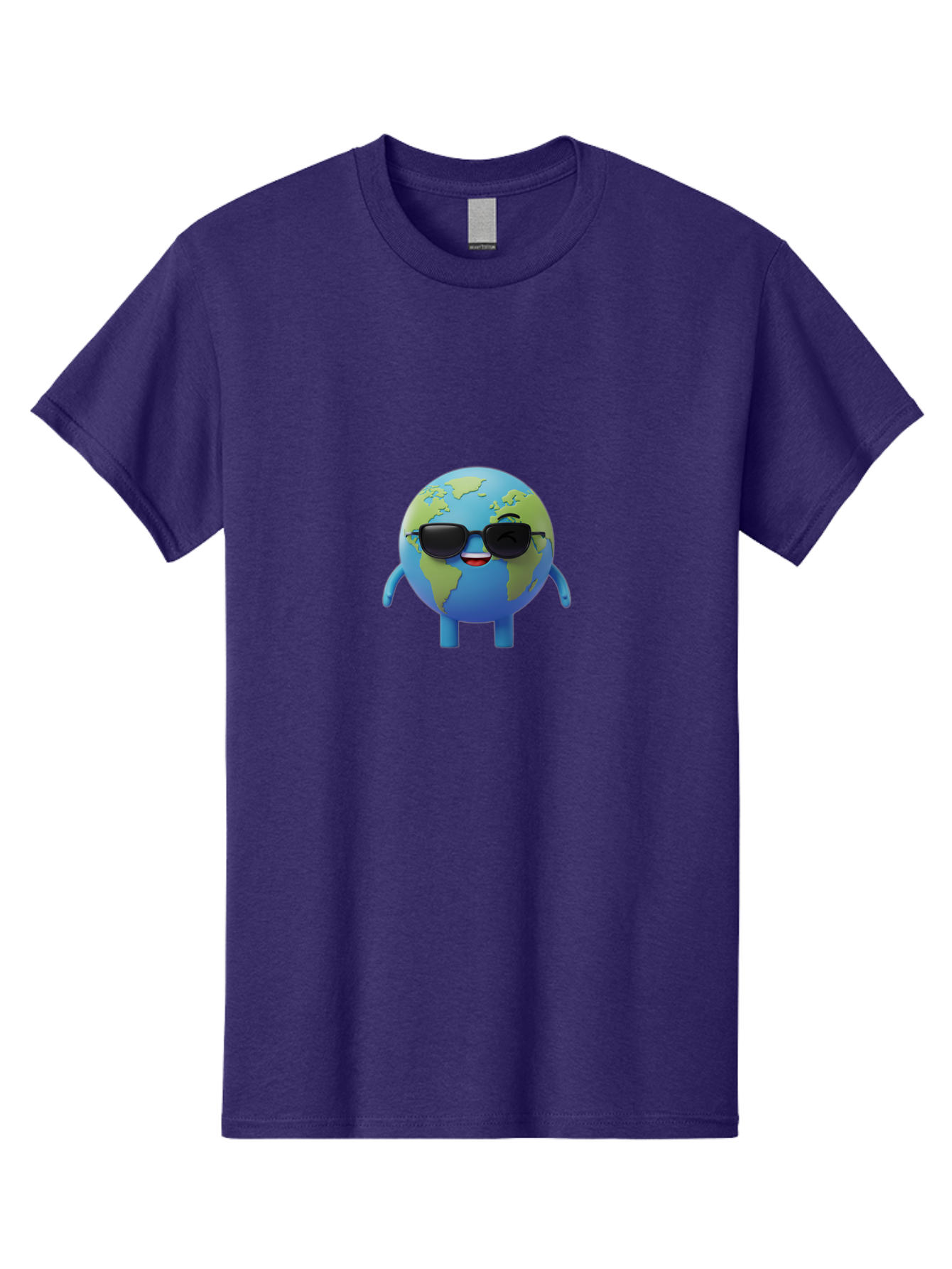 Earth-With-Sunglasses Men'S Graphic Tee, 100% Cotton, Comfortable Casual Summer Wear, Machine Washable, Cartoon Earth, Sunglasses, Smiling Face, Anthropomorphic Globe, Cute Character, Fun Design, Earth Illustration, Quirky Style, Cool Planet, Bad062