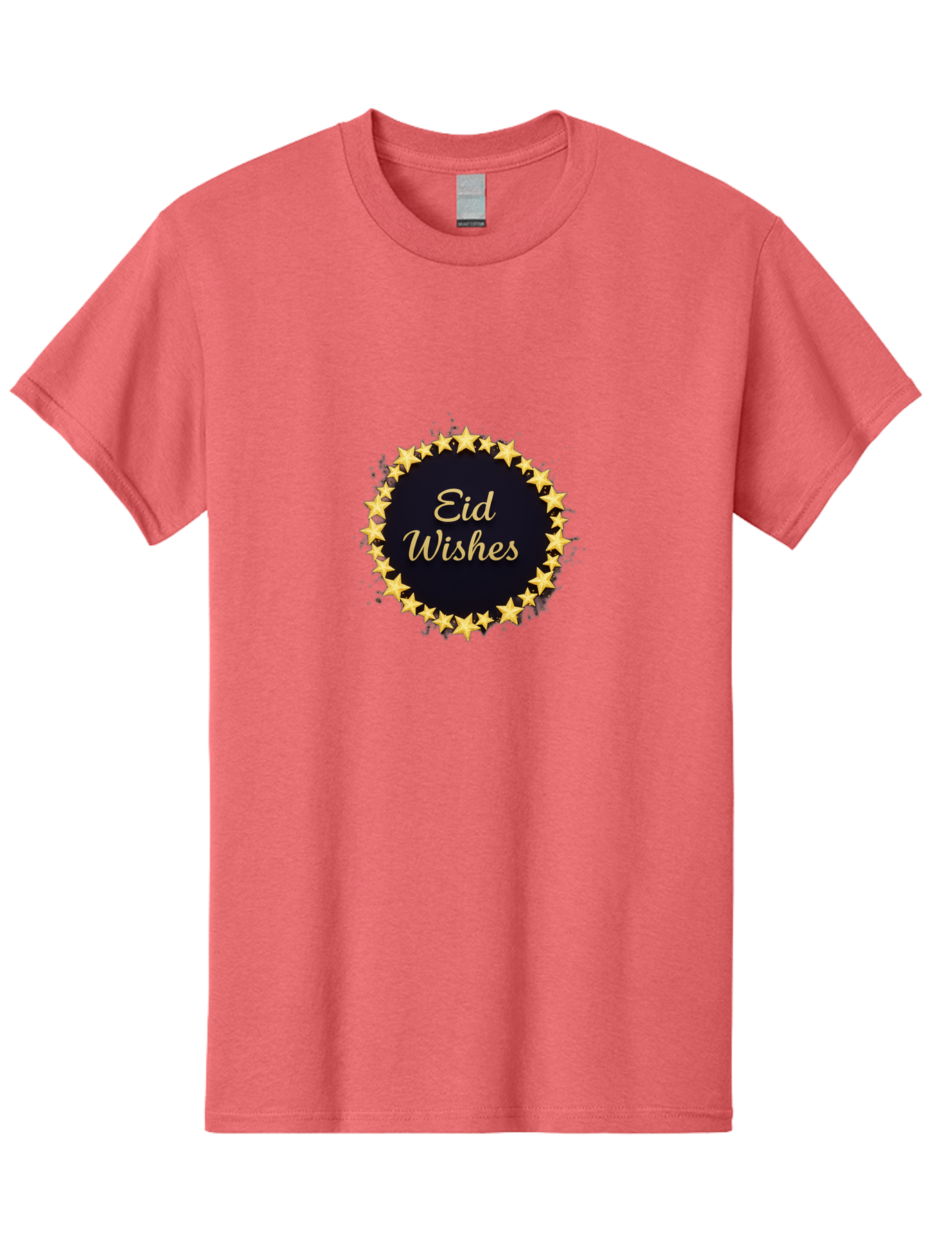 Eid-Wishes Men'S Graphic Tee, 100% Cotton, Comfortable Casual Summer Wear, Machine Washable, Eid Wishes, Festive Greeting, Golden Stars, Celebration, Holiday Wishes, Islamic Festival, Eid Mubarak, Starry Design, Elegant Font, Gold Stars Bad066