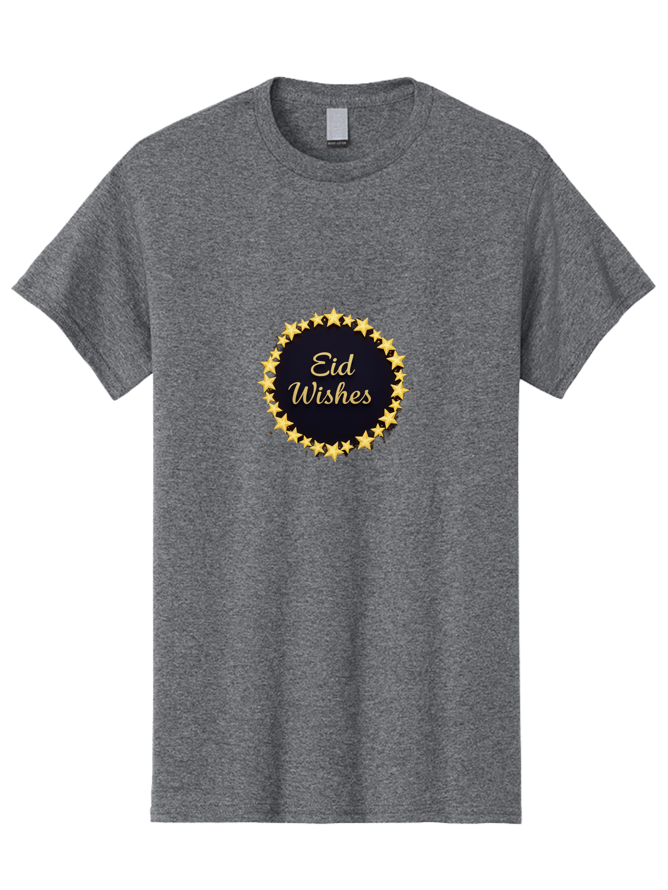 Eid-Wishes Men'S Graphic Tee, 100% Cotton, Comfortable Casual Summer Wear, Machine Washable, Eid Wishes, Festive Greeting, Golden Stars, Celebration, Holiday Wishes, Islamic Festival, Eid Mubarak, Starry Design, Elegant Font, Gold Stars Bad066