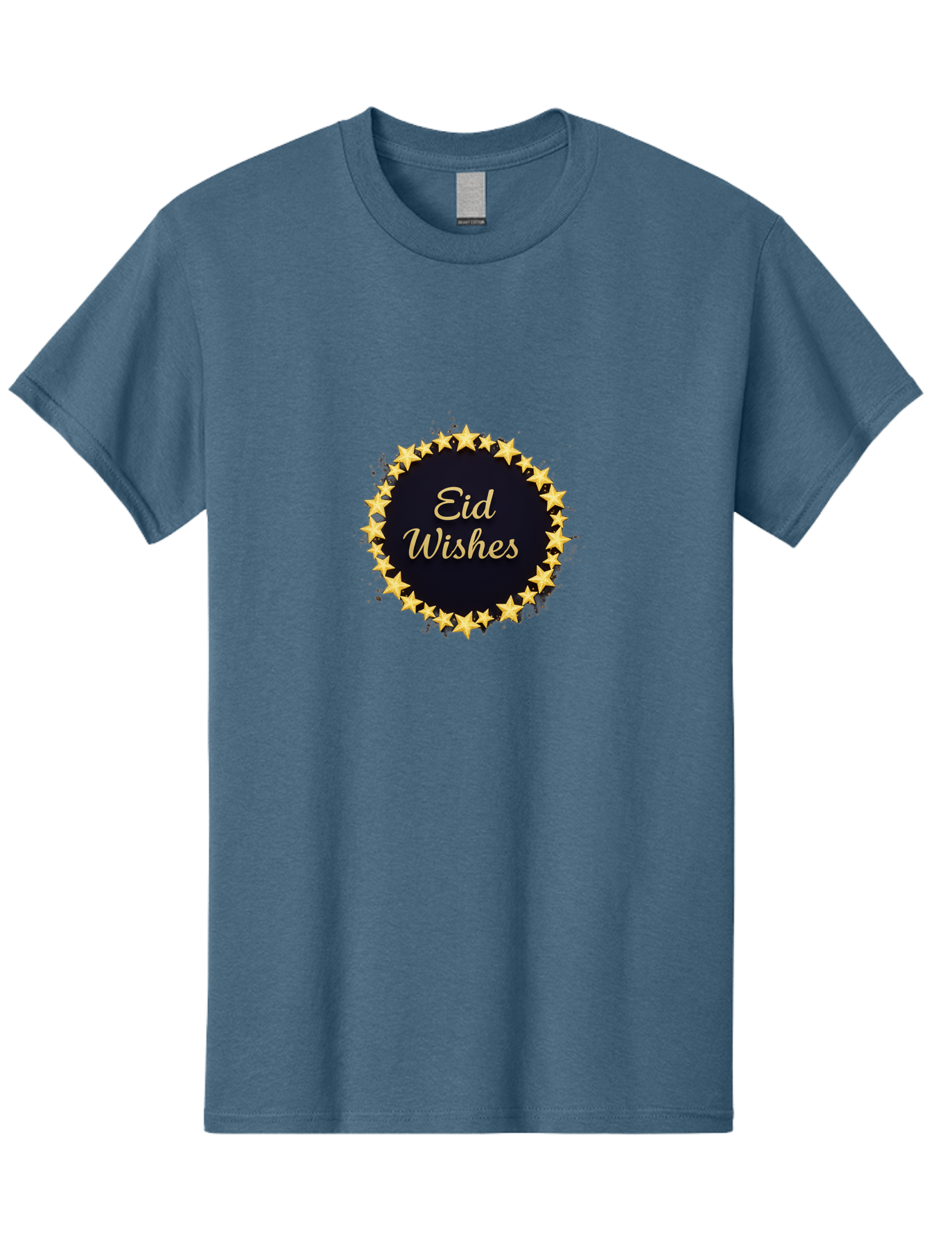 Eid-Wishes Men'S Graphic Tee, 100% Cotton, Comfortable Casual Summer Wear, Machine Washable, Eid Wishes, Festive Greeting, Golden Stars, Celebration, Holiday Wishes, Islamic Festival, Eid Mubarak, Starry Design, Elegant Font, Gold Stars Bad066