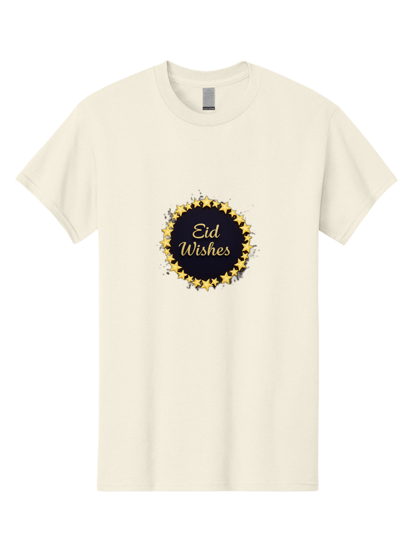 Eid-Wishes Men'S Graphic Tee, 100% Cotton, Comfortable Casual Summer Wear, Machine Washable, Eid Wishes, Festive Greeting, Golden Stars, Celebration, Holiday Wishes, Islamic Festival, Eid Mubarak, Starry Design, Elegant Font, Gold Stars Bad066