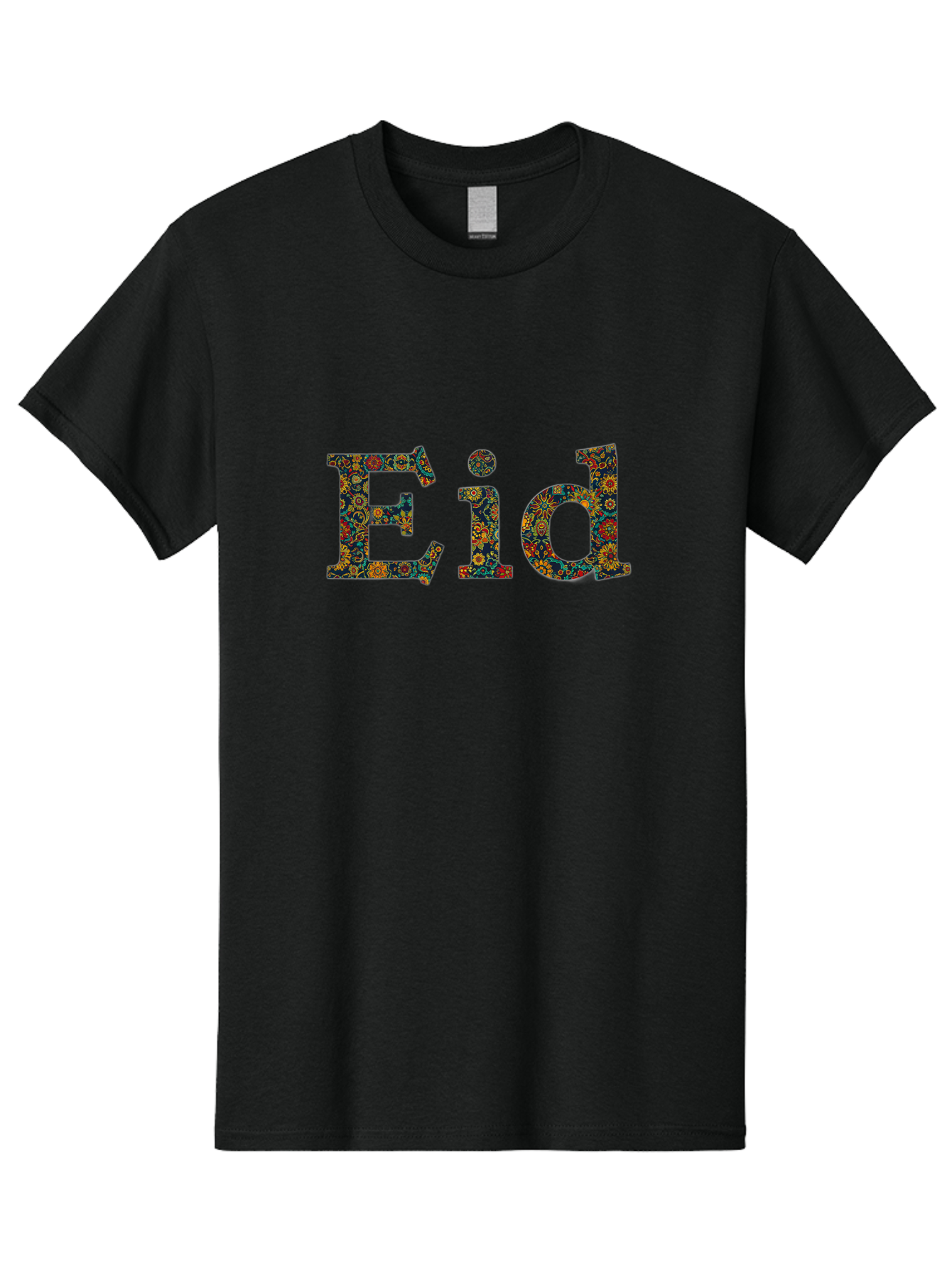 Eid Men'S Graphic Tee, 100% Cotton, Comfortable Casual Summer Wear, Machine Washable, Eid Celebration, Floral Pattern, Colorful Design, Vibrant Colors, Festive Atmosphere, Islamic Holiday, Cultural Tradition, Ornate Details, Decorative Art Bad067