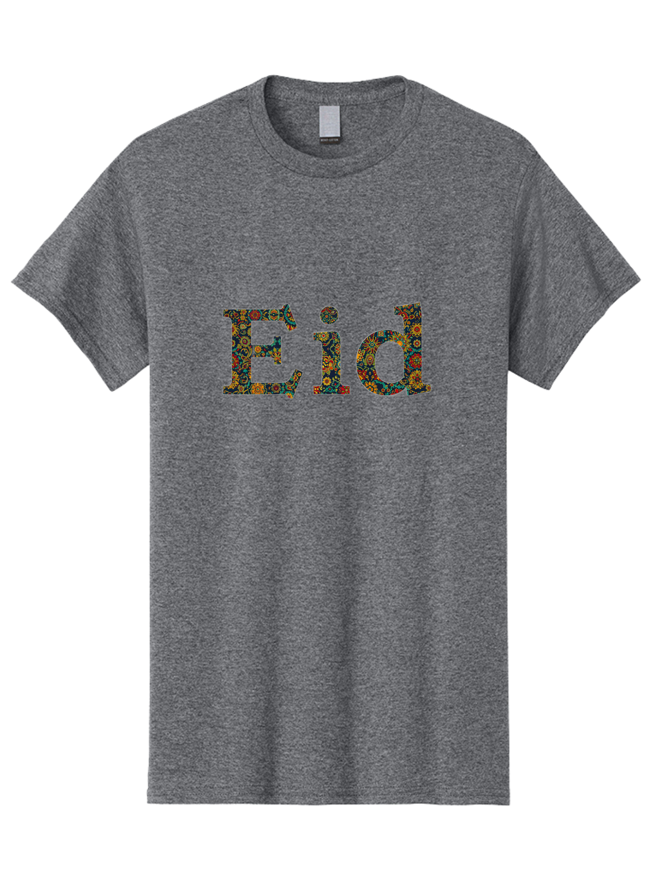 Eid Men'S Graphic Tee, 100% Cotton, Comfortable Casual Summer Wear, Machine Washable, Eid Celebration, Floral Pattern, Colorful Design, Vibrant Colors, Festive Atmosphere, Islamic Holiday, Cultural Tradition, Ornate Details, Decorative Art Bad067