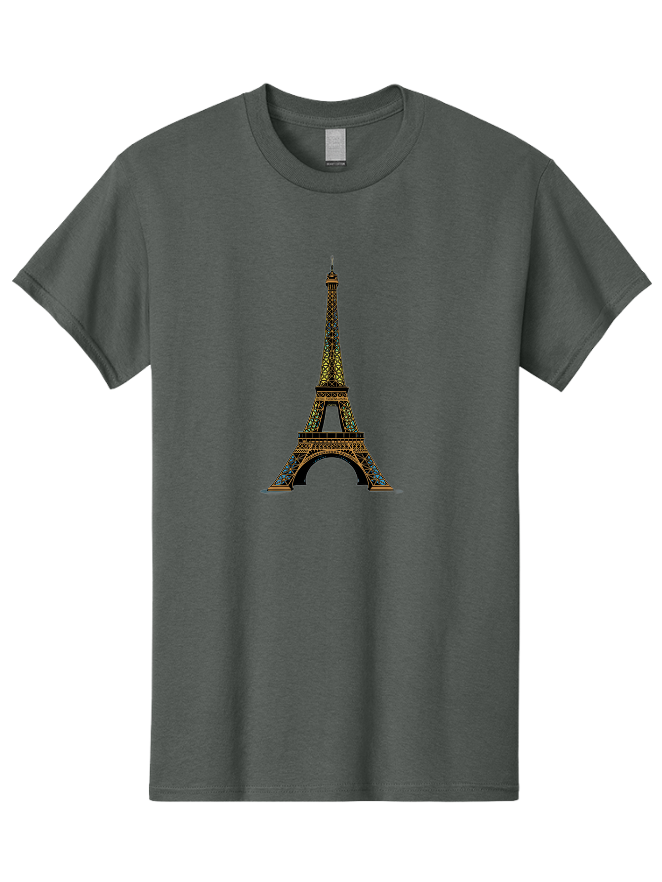 Eiffel-Tower-2 Men'S Graphic Tee, 100% Cotton, Comfortable Casual Summer Wear, Machine Washable, Iconic Landmark, Paris, France, Iron Latticework, Romantic Getaway, Travel Destination, Cityscape, Architectural Marvel, Tourism, Vacation Spot Bad069