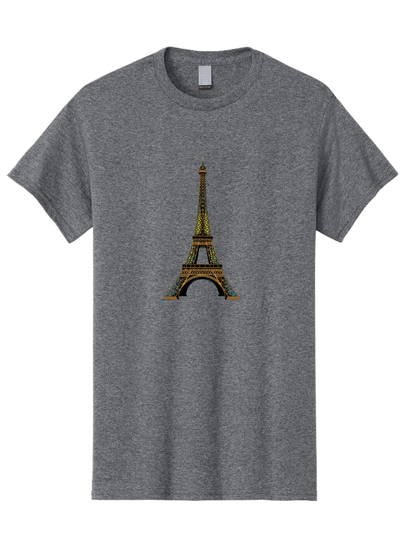Eiffel-Tower-2 Men'S Graphic Tee, 100% Cotton, Comfortable Casual Summer Wear, Machine Washable, Iconic Landmark, Paris, France, Iron Latticework, Romantic Getaway, Travel Destination, Cityscape, Architectural Marvel, Tourism, Vacation Spot Bad069