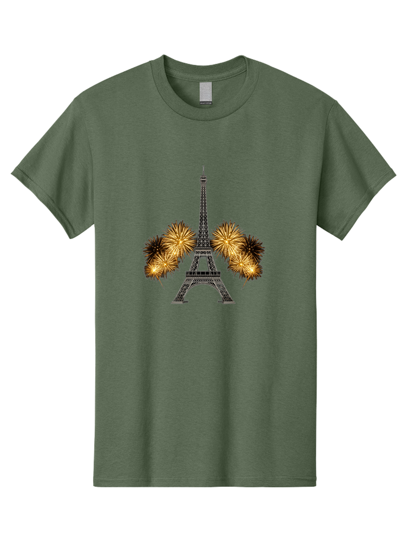 Eiffel-Tower-Fireworks-1 Men'S Graphic Tee, 100% Cotton, Comfortable Casual Summer Wear, Machine Washable, Eiffel Tower, Fireworks Display, Celebration, Festive Atmosphere, Fireworks Exploding, France, Paris, City Landmark, Event Decoration, Bad074