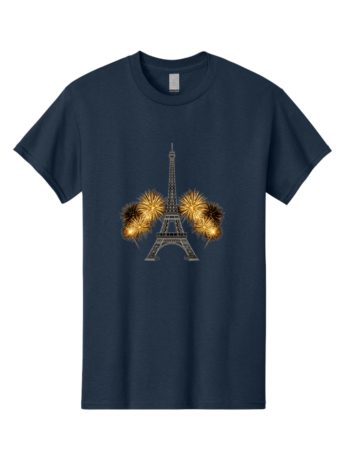 Eiffel-Tower-Fireworks-1 Men'S Graphic Tee, 100% Cotton, Comfortable Casual Summer Wear, Machine Washable, Eiffel Tower, Fireworks Display, Celebration, Festive Atmosphere, Fireworks Exploding, France, Paris, City Landmark, Event Decoration, Bad074