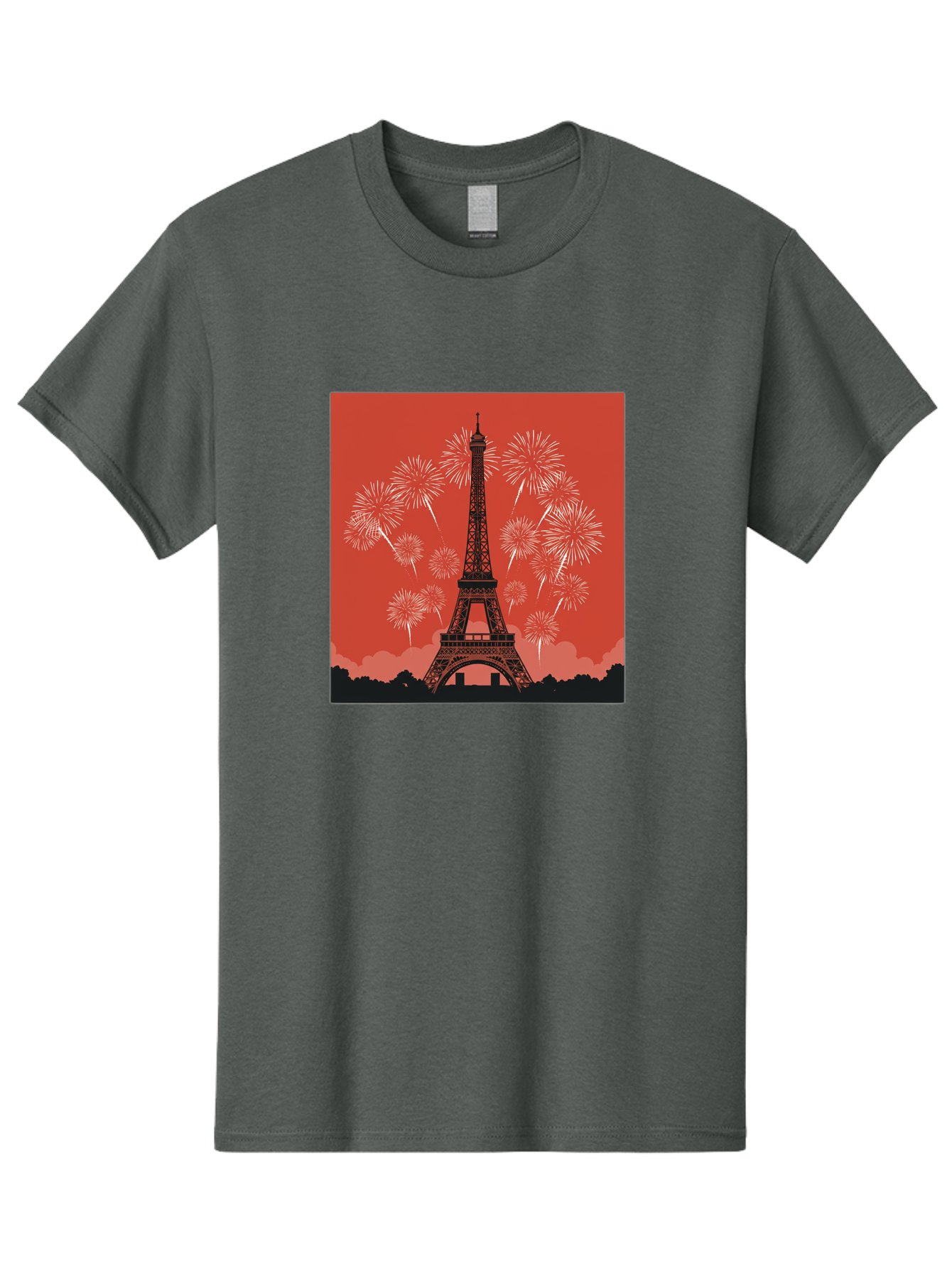 Eiffel-Tower-Fireworks Men'S Graphic Tee, 100% Cotton, Comfortable Casual Summer Wear, Machine Washable, Eiffel Tower, Fireworks Display, Celebration, Festive Atmosphere, Paris Landmarks, French Culture, Fireworks Explosion, Romantic Getaway, Bad075