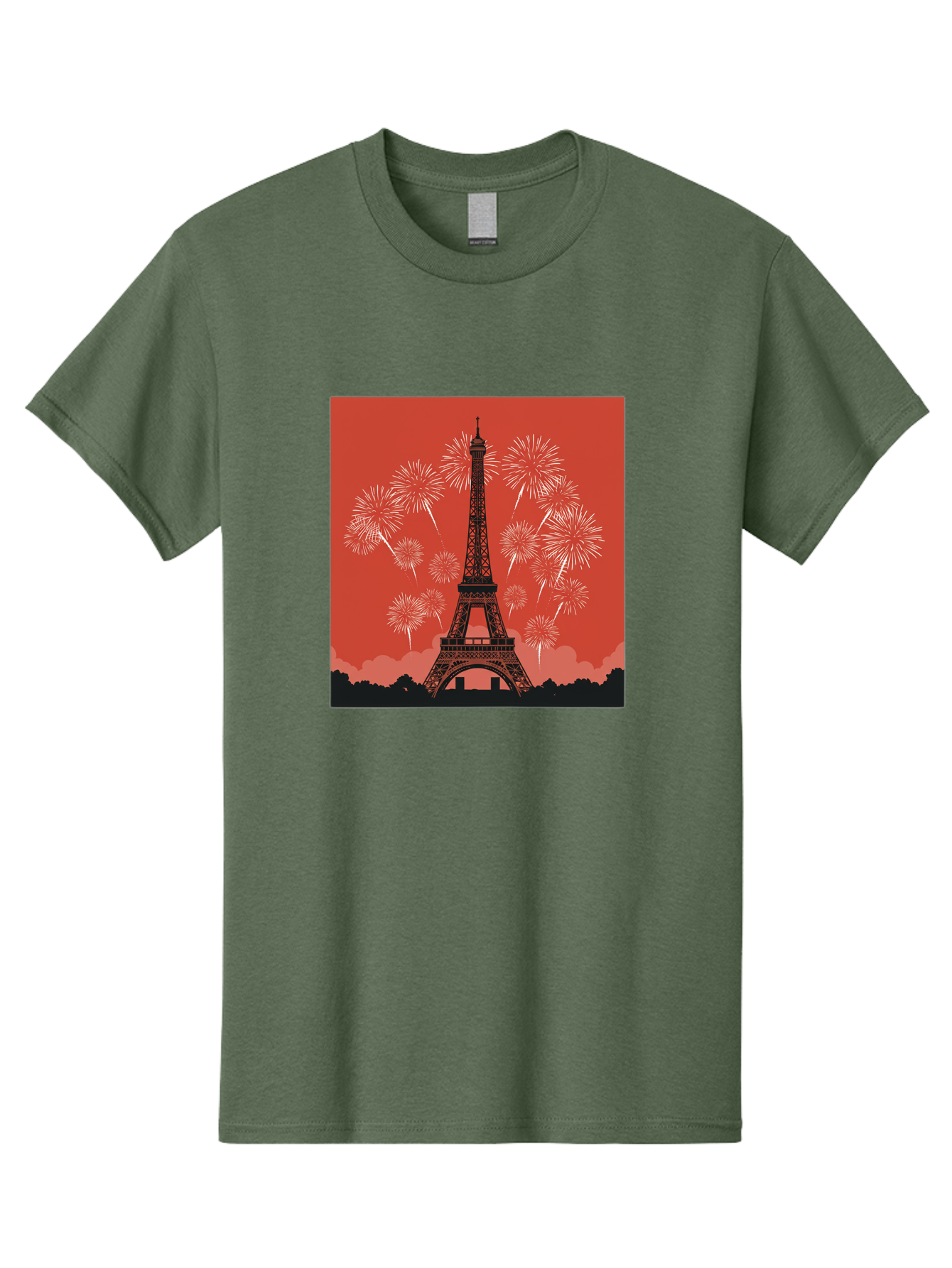 Eiffel-Tower-Fireworks Men'S Graphic Tee, 100% Cotton, Comfortable Casual Summer Wear, Machine Washable, Eiffel Tower, Fireworks Display, Celebration, Festive Atmosphere, Paris Landmarks, French Culture, Fireworks Explosion, Romantic Getaway, Bad075