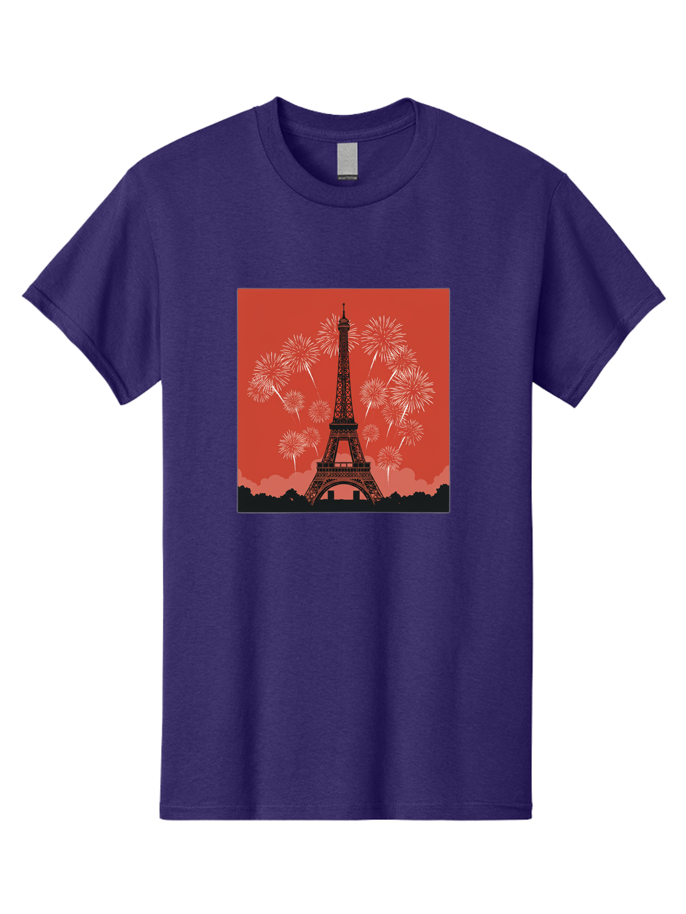 Eiffel-Tower-Fireworks Men'S Graphic Tee, 100% Cotton, Comfortable Casual Summer Wear, Machine Washable, Eiffel Tower, Fireworks Display, Celebration, Festive Atmosphere, Paris Landmarks, French Culture, Fireworks Explosion, Romantic Getaway, Bad075