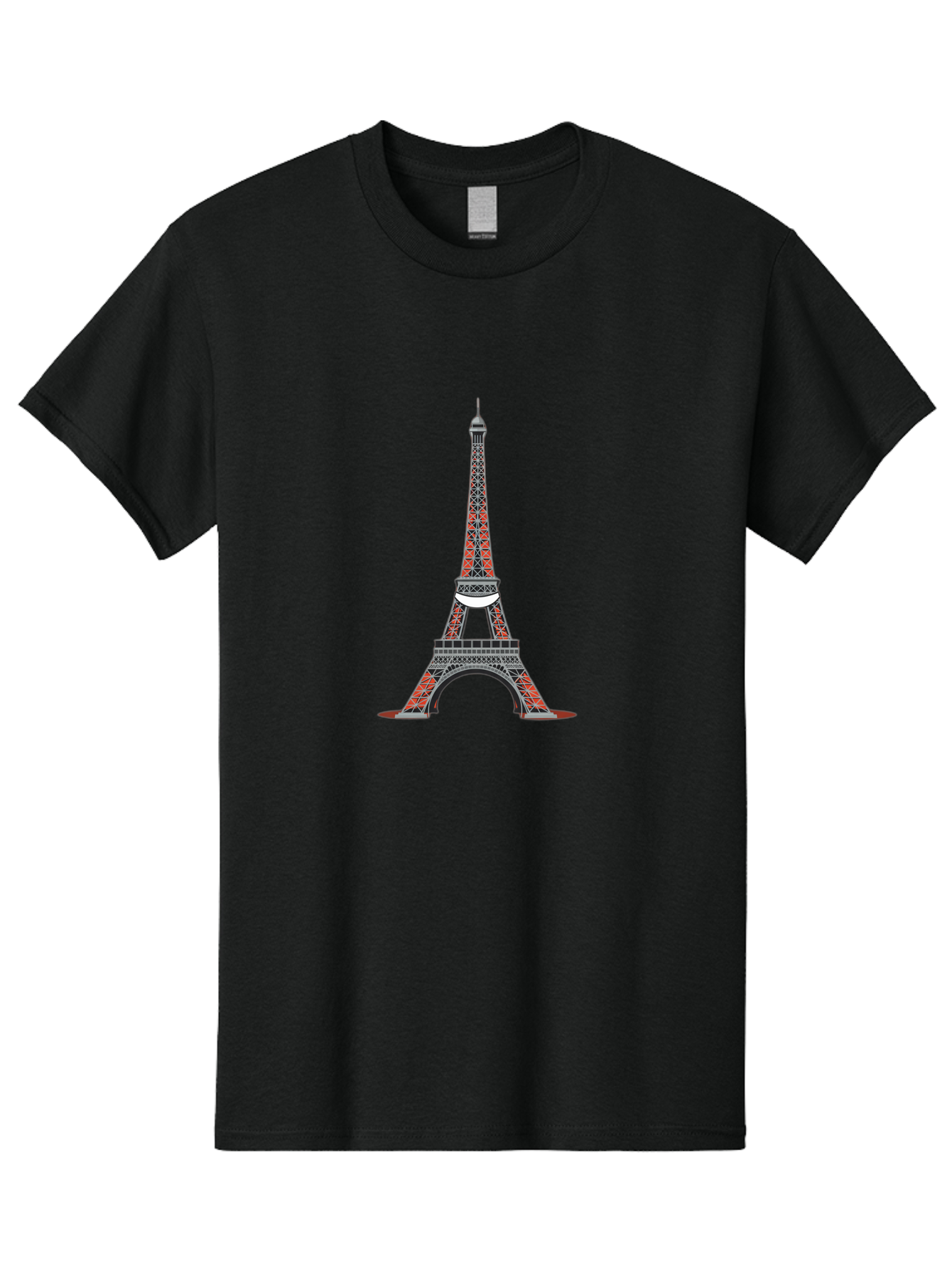 Eiffel-Tower Men'S Graphic Tee, 100% Cotton, Comfortable Casual Summer Wear, Machine Washable, Iconic Landmark, Parisian Architecture, French Culture, Iron Latticework, Red And Black Design, Tourist Attraction, Cityscape, Famous Monument, Bad076