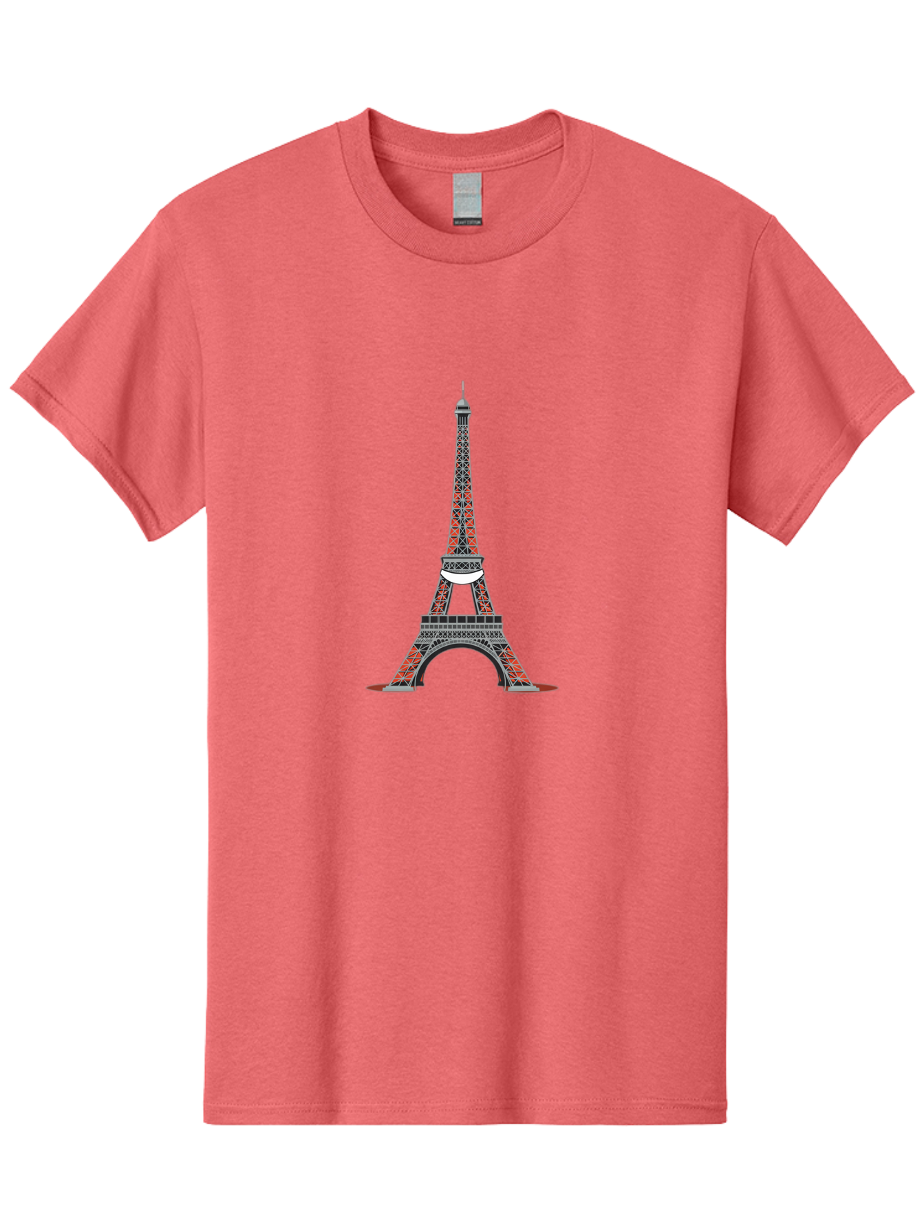 Eiffel-Tower Men'S Graphic Tee, 100% Cotton, Comfortable Casual Summer Wear, Machine Washable, Iconic Landmark, Parisian Architecture, French Culture, Iron Latticework, Red And Black Design, Tourist Attraction, Cityscape, Famous Monument, Bad076