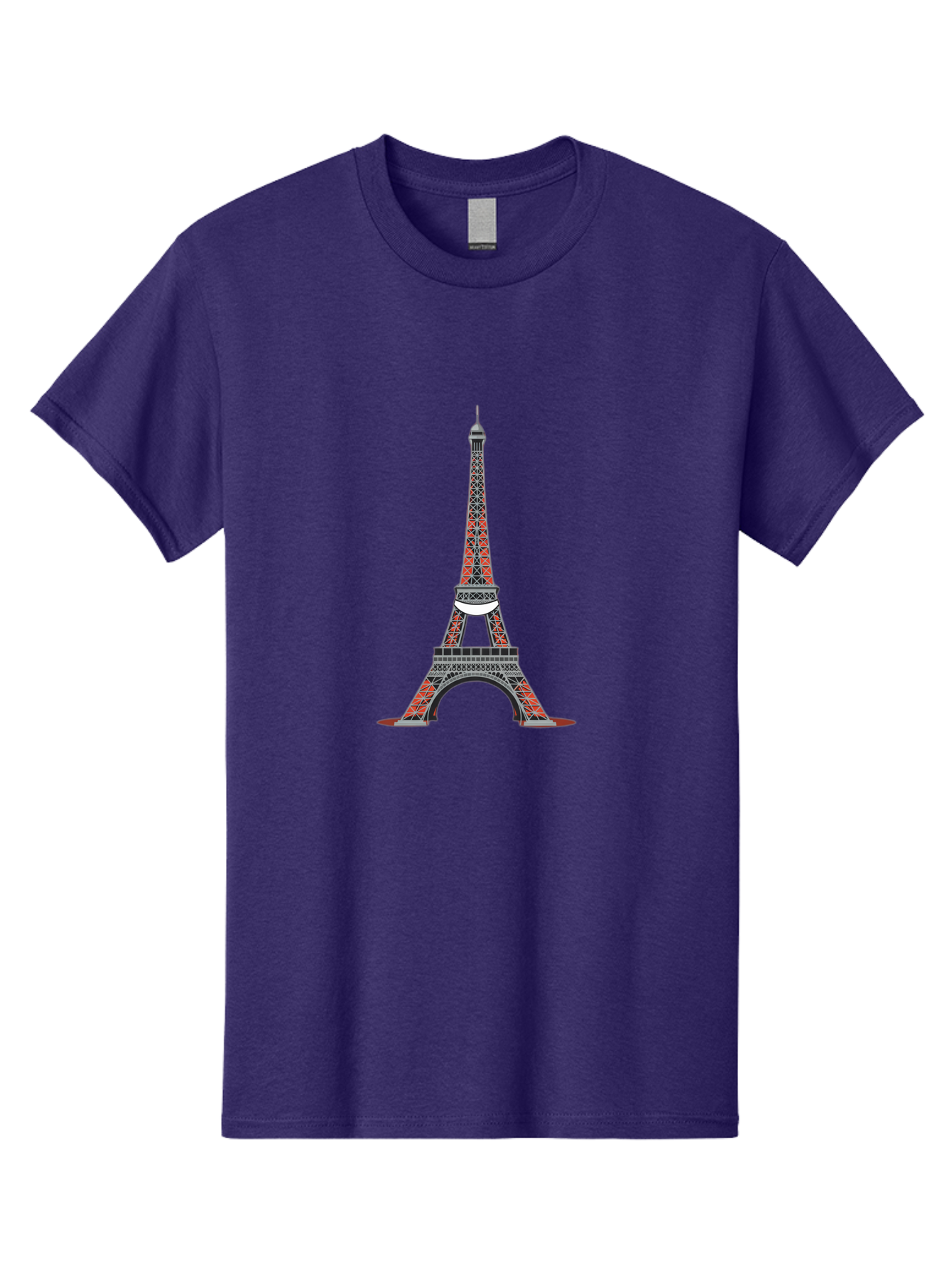 Eiffel-Tower Men'S Graphic Tee, 100% Cotton, Comfortable Casual Summer Wear, Machine Washable, Iconic Landmark, Parisian Architecture, French Culture, Iron Latticework, Red And Black Design, Tourist Attraction, Cityscape, Famous Monument, Bad076