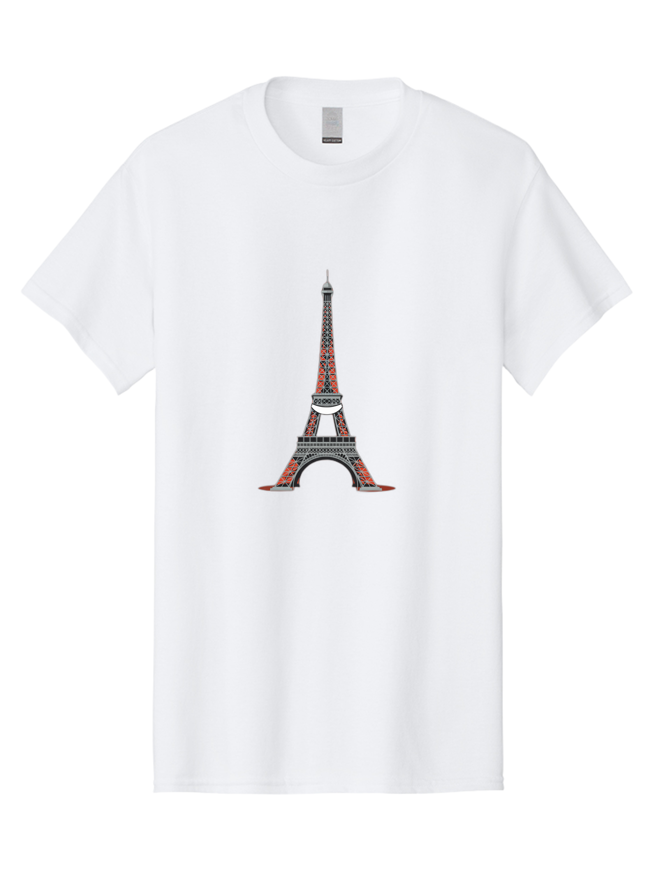 Eiffel-Tower Men'S Graphic Tee, 100% Cotton, Comfortable Casual Summer Wear, Machine Washable, Iconic Landmark, Parisian Architecture, French Culture, Iron Latticework, Red And Black Design, Tourist Attraction, Cityscape, Famous Monument, Bad076