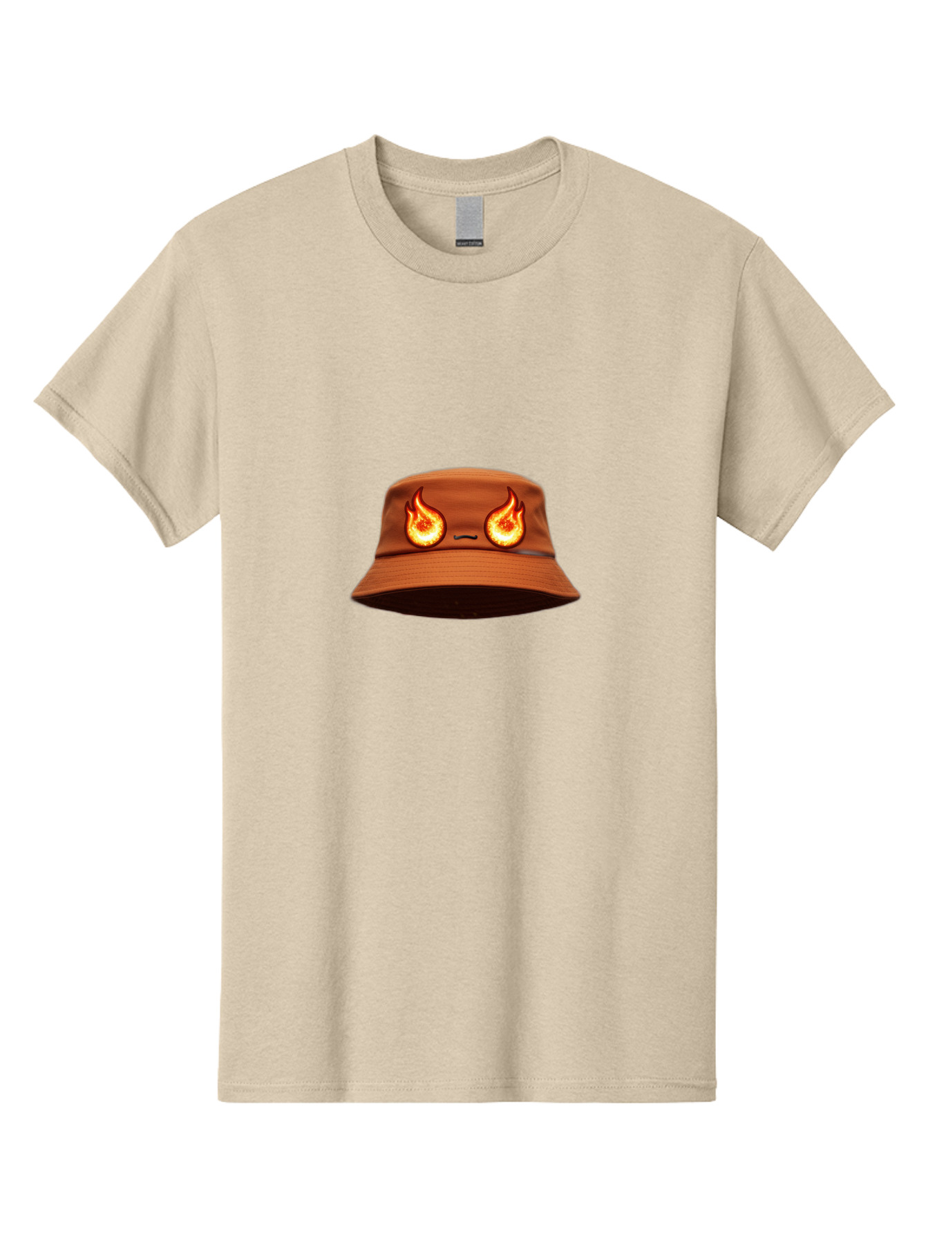 Face-Bucket-Hat Men'S Graphic Tee, 100% Cotton, Comfortable Casual Summer Wear, Machine Washable, Burning Eyes, Fiery Stare, Orange Flames, Yellow Flames, Red Flames, Fashion Hat, Streetwear, Trendy Accessory, Bold Design, Eye-Catching Bad080