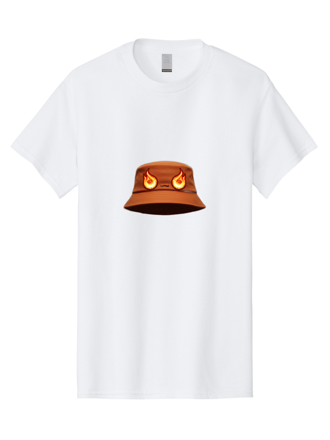 Face-Bucket-Hat Men'S Graphic Tee, 100% Cotton, Comfortable Casual Summer Wear, Machine Washable, Burning Eyes, Fiery Stare, Orange Flames, Yellow Flames, Red Flames, Fashion Hat, Streetwear, Trendy Accessory, Bold Design, Eye-Catching Bad080