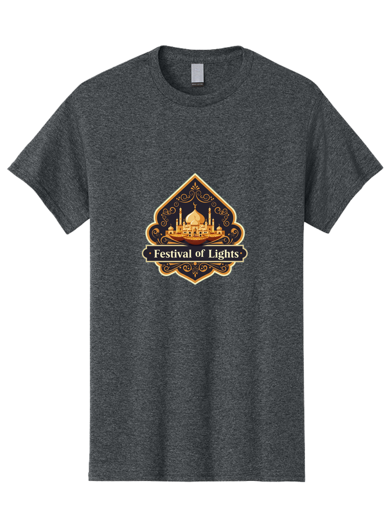 Festival-Of-Lights Men'S Graphic Tee, 100% Cotton, Comfortable Casual Summer Wear, Machine Washable, Mosque, Islamic Architecture, Golden Domes, Minarets, Crescent Moon, Intricate Designs, Ornate Details, Festival Celebration, Bad091