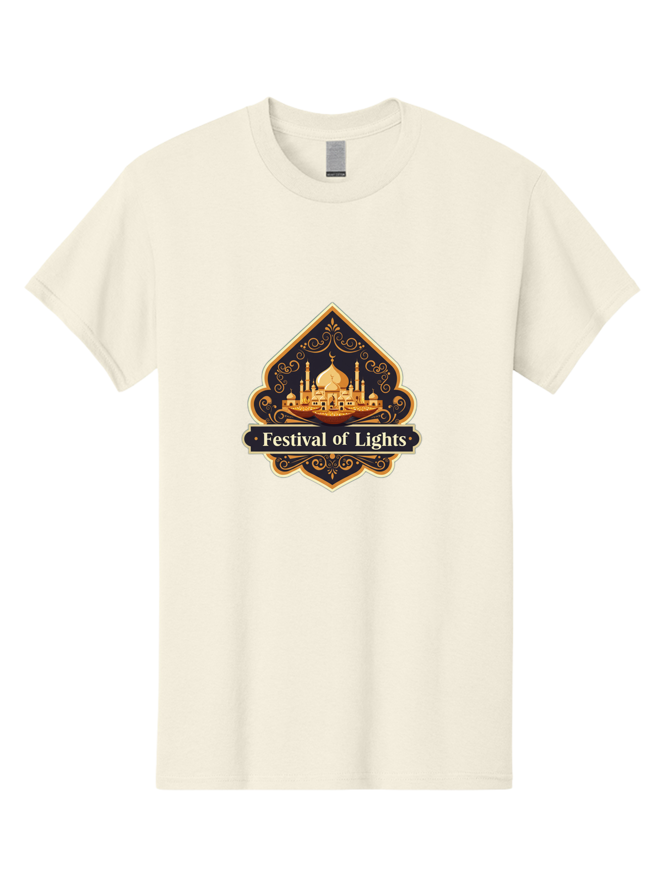 Festival-Of-Lights Men'S Graphic Tee, 100% Cotton, Comfortable Casual Summer Wear, Machine Washable, Mosque, Islamic Architecture, Golden Domes, Minarets, Crescent Moon, Intricate Designs, Ornate Details, Festival Celebration, Bad091