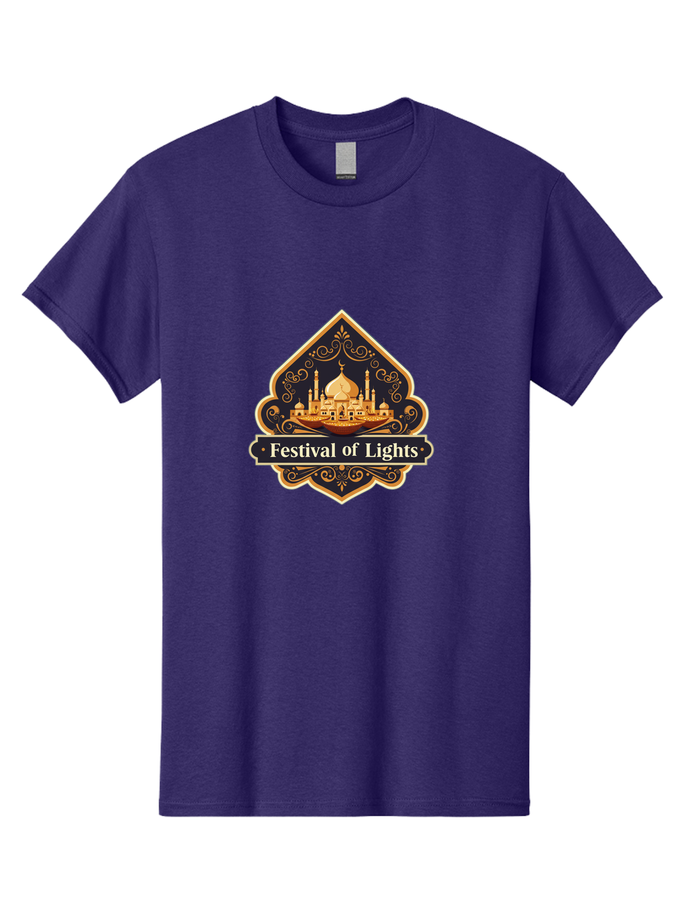 Festival-Of-Lights Men'S Graphic Tee, 100% Cotton, Comfortable Casual Summer Wear, Machine Washable, Mosque, Islamic Architecture, Golden Domes, Minarets, Crescent Moon, Intricate Designs, Ornate Details, Festival Celebration, Bad091