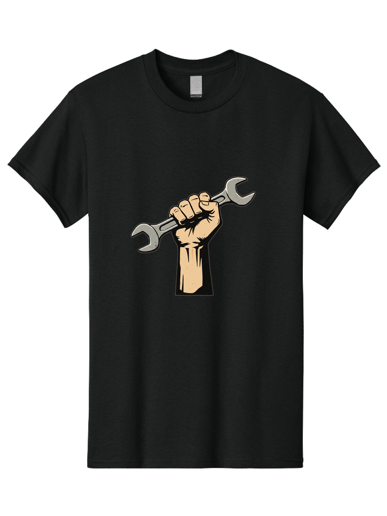 Fist-Holding-Wrench Men'S Graphic Tee, 100% Cotton, Comfortable Casual Summer Wear, Machine Washable, Hand Holding Wrench, Fist Grip, Hand Tool, Mechanic Symbol, Diy, Wrench Illustration, Labor, Hand Strength, Maintenance Bad096