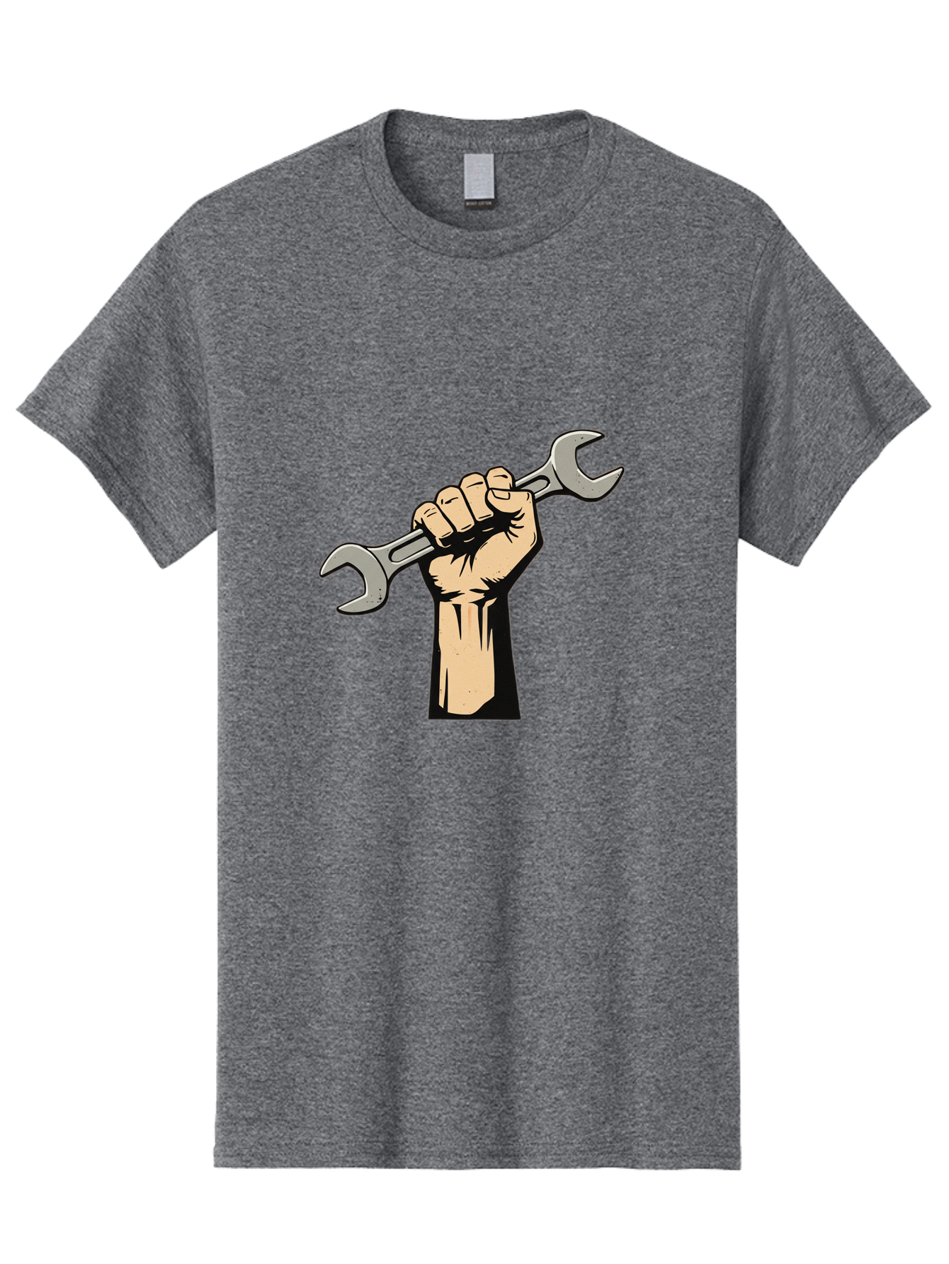 Fist-Holding-Wrench Men'S Graphic Tee, 100% Cotton, Comfortable Casual Summer Wear, Machine Washable, Hand Holding Wrench, Fist Grip, Hand Tool, Mechanic Symbol, Diy, Wrench Illustration, Labor, Hand Strength, Maintenance Bad096