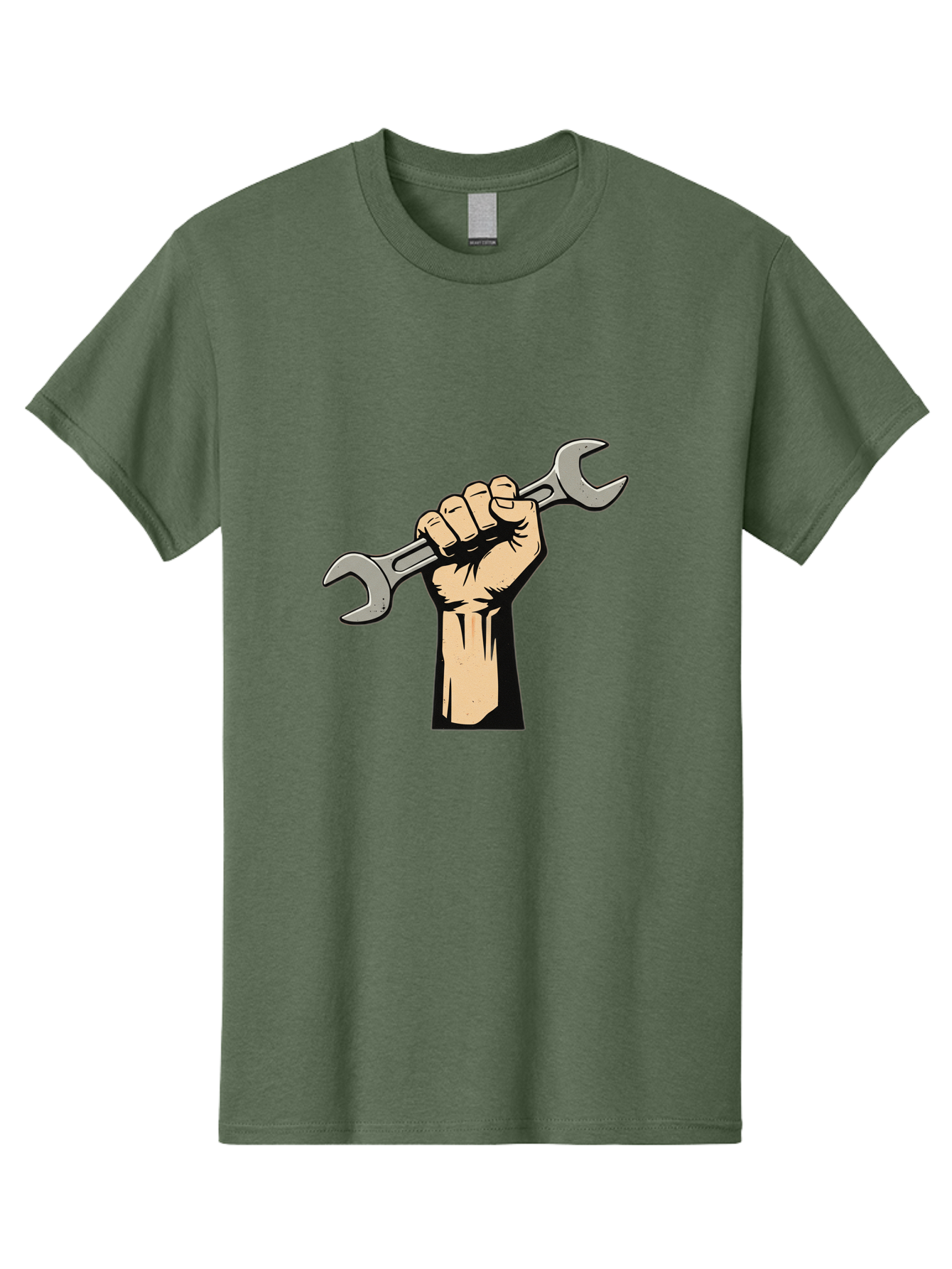 Fist-Holding-Wrench Men'S Graphic Tee, 100% Cotton, Comfortable Casual Summer Wear, Machine Washable, Hand Holding Wrench, Fist Grip, Hand Tool, Mechanic Symbol, Diy, Wrench Illustration, Labor, Hand Strength, Maintenance Bad096