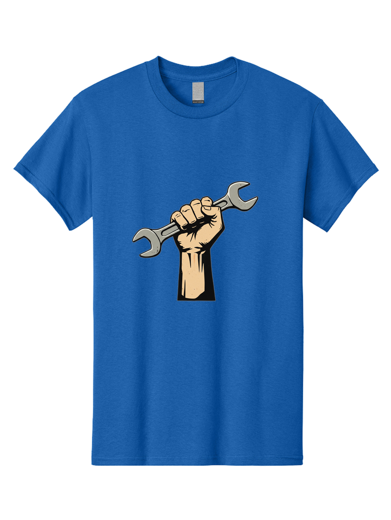 Fist-Holding-Wrench Men'S Graphic Tee, 100% Cotton, Comfortable Casual Summer Wear, Machine Washable, Hand Holding Wrench, Fist Grip, Hand Tool, Mechanic Symbol, Diy, Wrench Illustration, Labor, Hand Strength, Maintenance Bad096