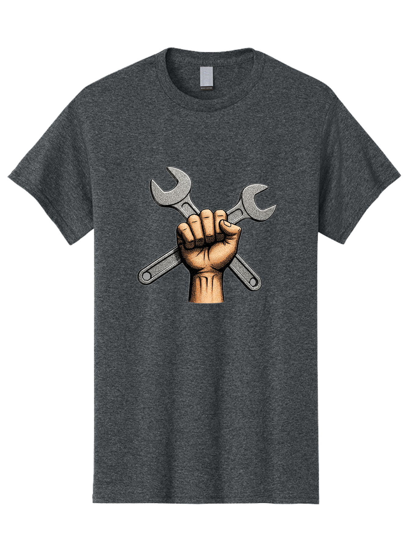 Fist-Holding-Wrenches Men'S Graphic Tee, 100% Cotton, Comfortable Casual Summer Wear, Machine Washable, Clenched Fist Holding Wrenches, Diy Tools, Repair Equipment, Handyman Symbols, Mechanic'S Hands, Maintenance Theme, Industrial Imagery Bad097